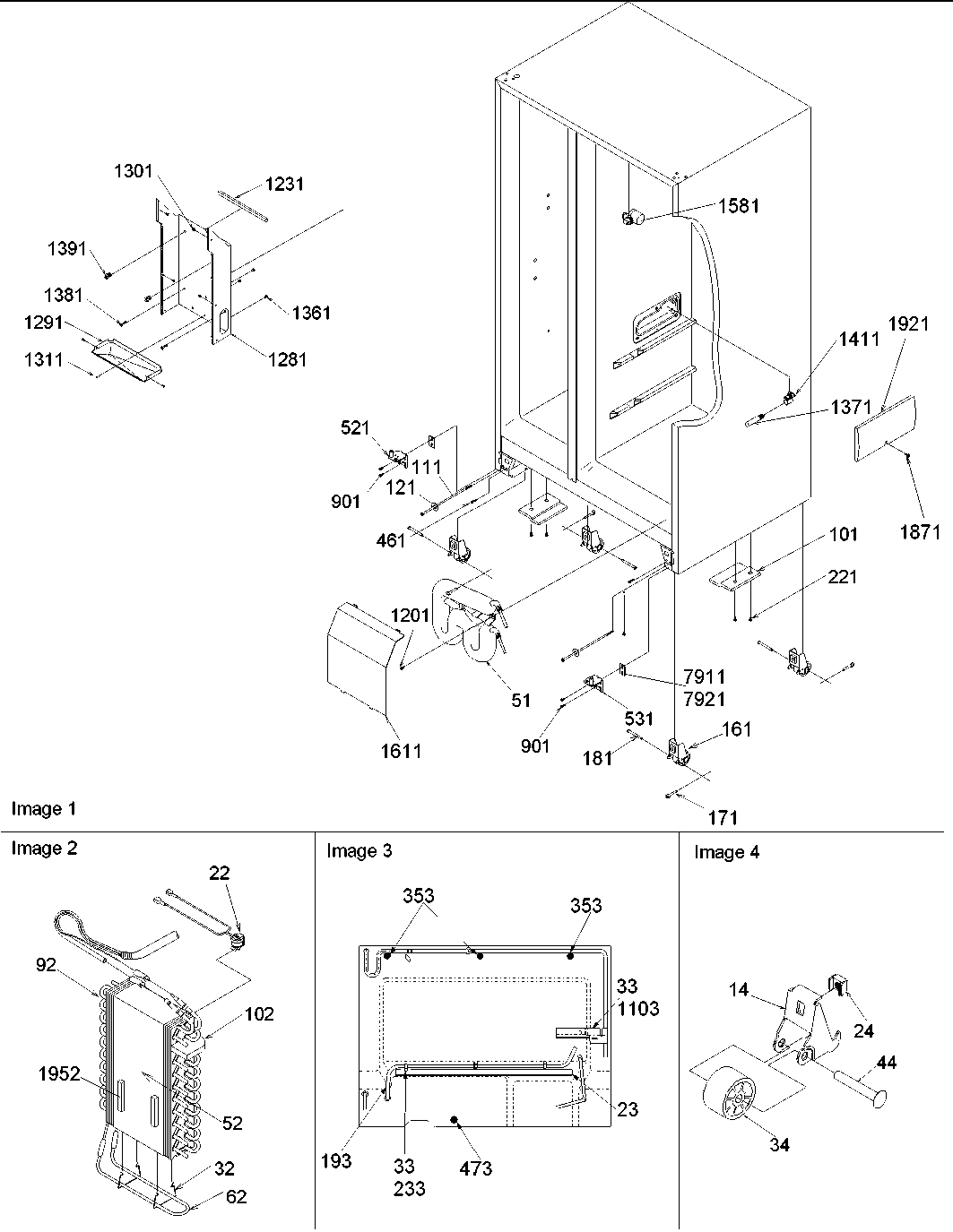 Amana ARS9169AS-PARS9169AS0 drain, rollers & evap assy diagram