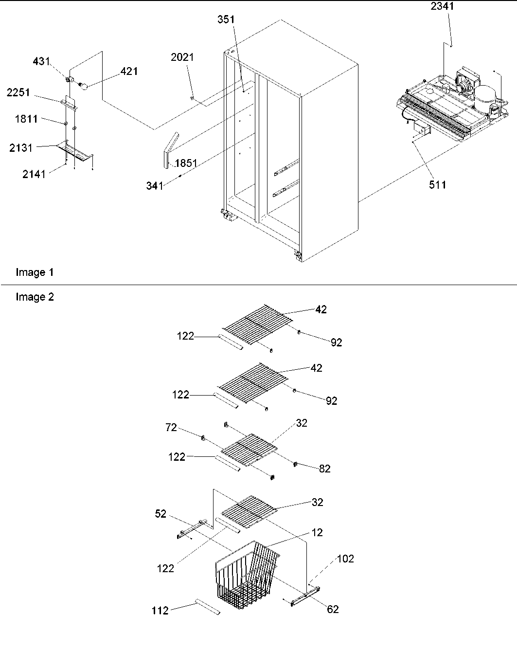 Amana ARS2304AB-PARS2304AB0 freezer shelves and lights diagram
