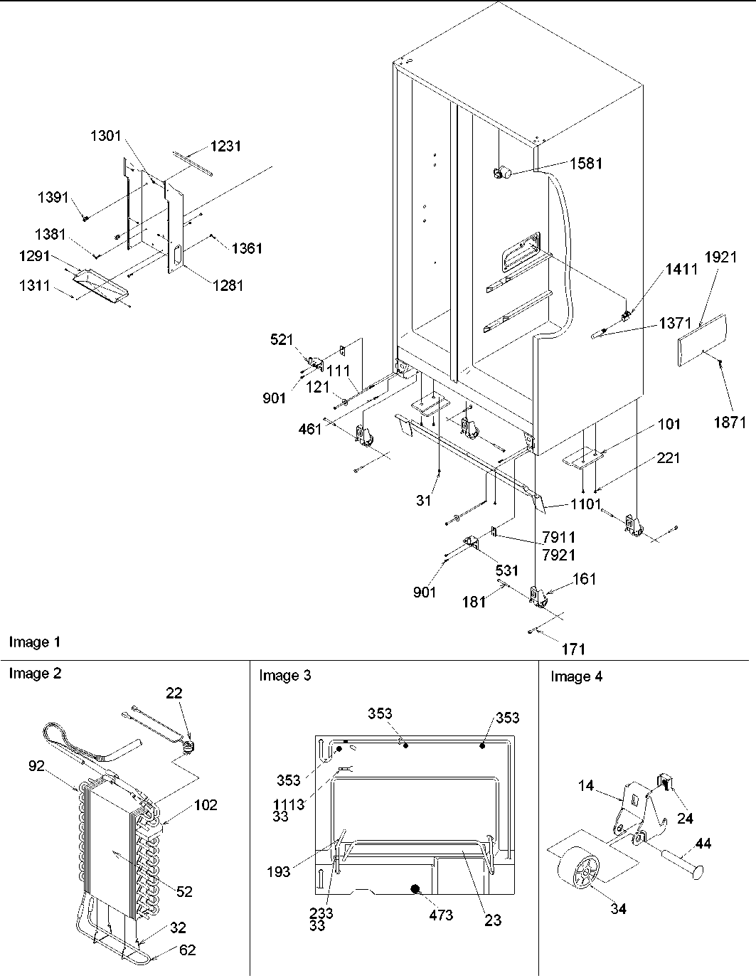 Amana ARS2304AW-PARS2304AW0 drain systems, rollers, evaporator diagram