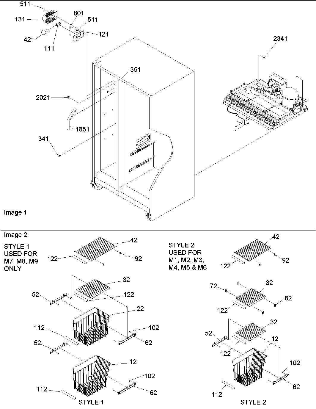 Amana ARS2664AB-PARS2664AB0 freezer shelves & lights diagram