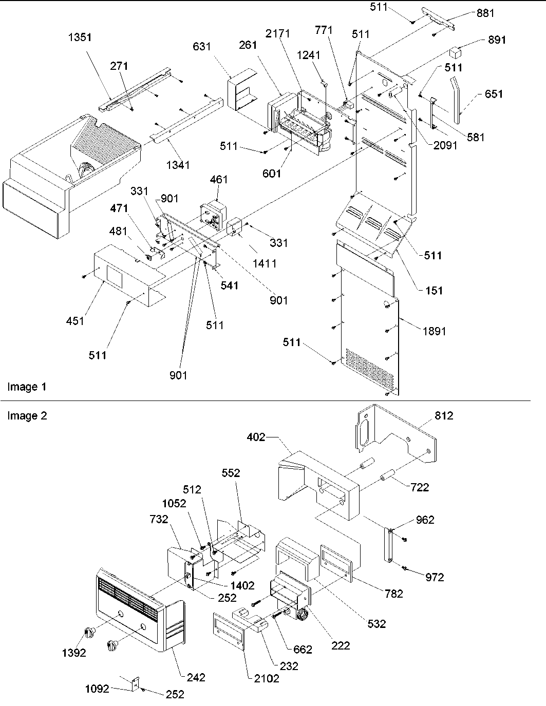Amana ARS2666AW-PARS2666AW0 ice maker/control assy diagram