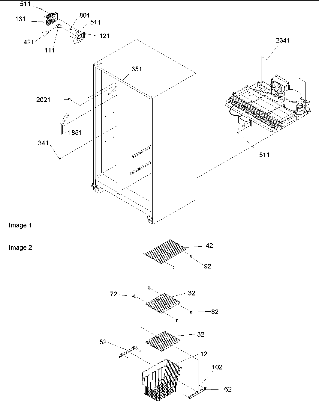 Amana DRS2362AC-PDRS2362AC0 freezer shelves & lights diagram