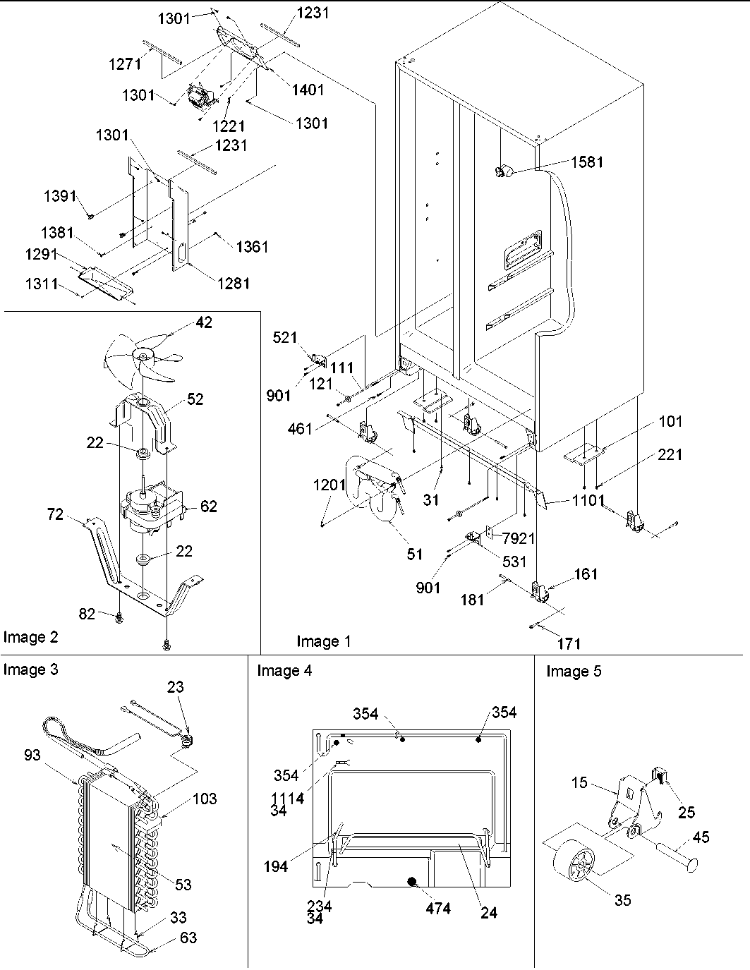 Amana DRS2362AC-PDRS2362AC0 drain, rollers & evap assy diagram