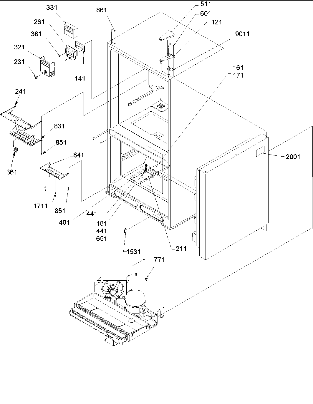 Amana ARB2117AC-PARB2117AC1 controls & light covers diagram