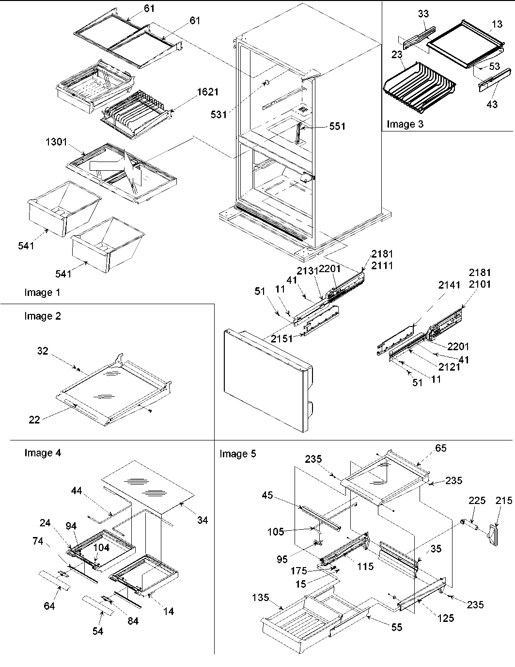 Amana ARB2117AC-PARB2117AC1 shelving assy diagram