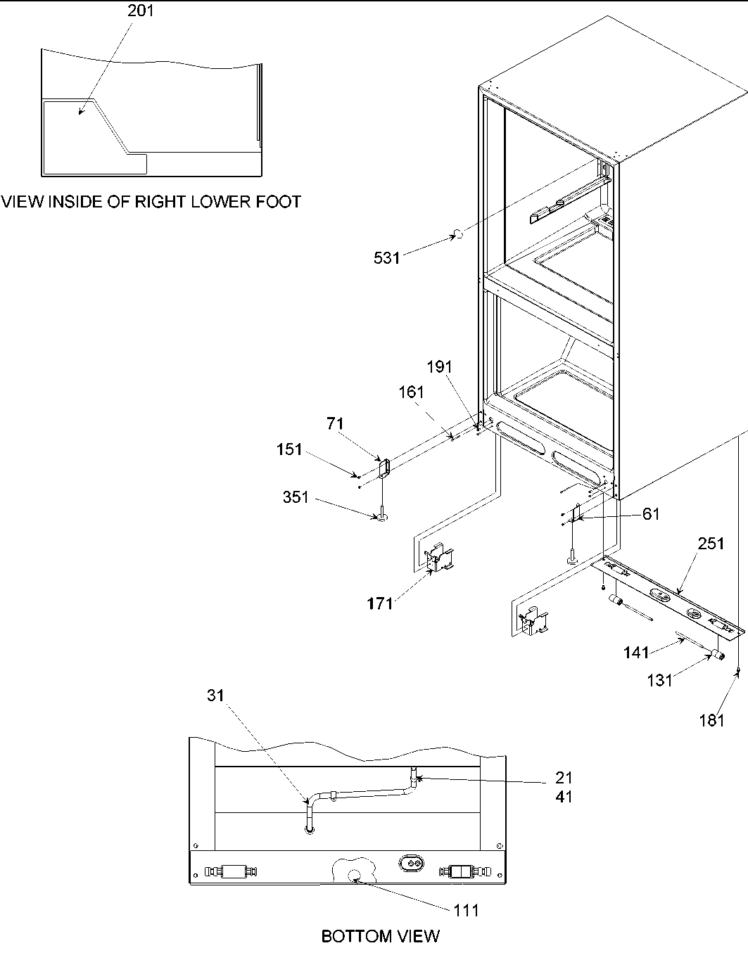 Amana ARB2117AC-PARB2117AC1 insulation & roller assy diagram