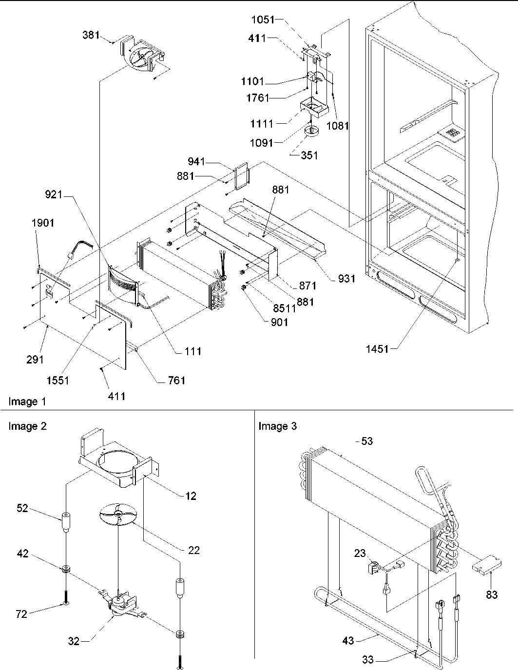 Amana ARB2117BW-PARB2117BW1 evaporator & freezer control assy diagram