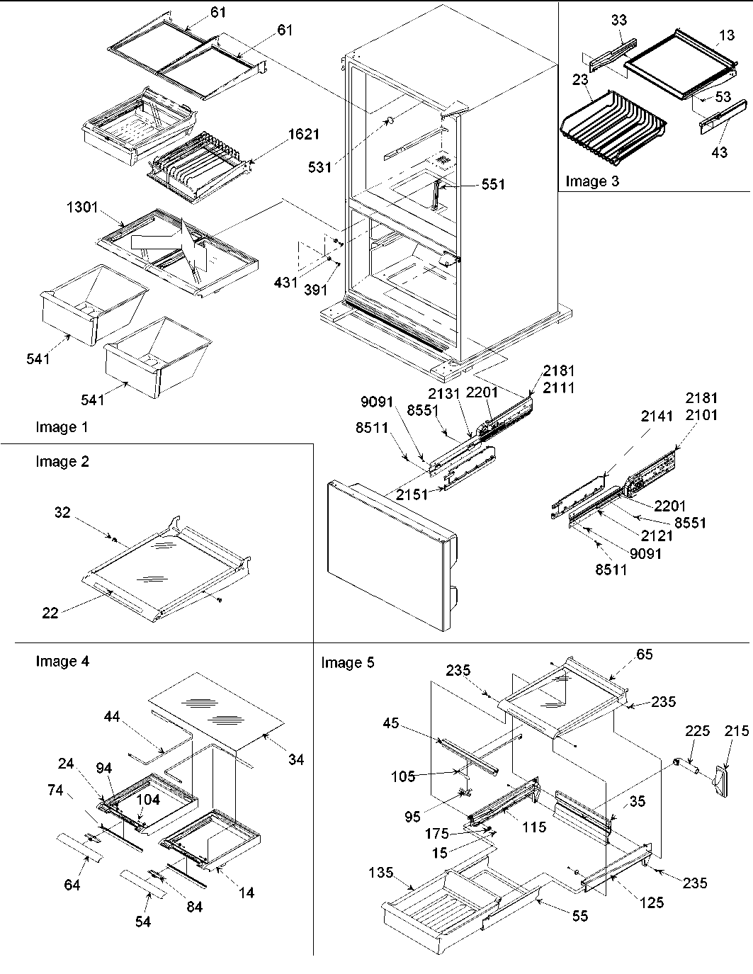 Amana ARB2117BW-PARB2117BW1 shelving assy diagram