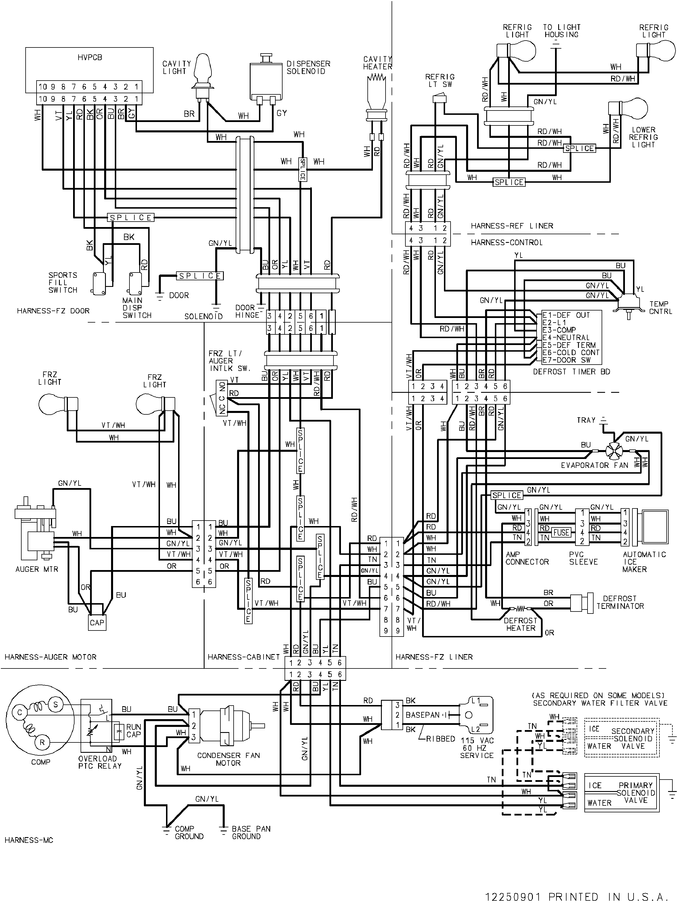 Amana ARS9265BW-PARS9265BW0 wiring information diagram