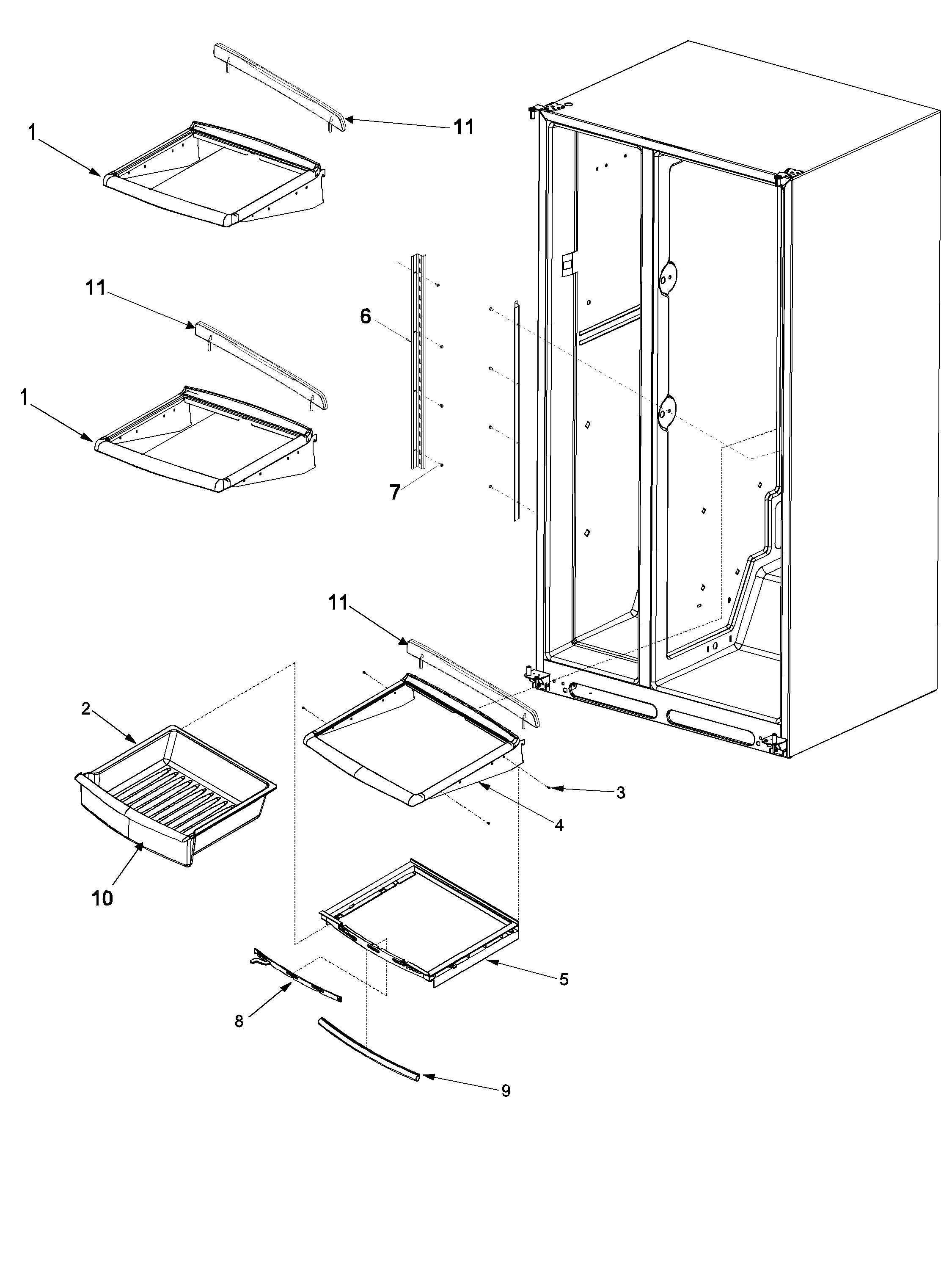 Amana ARS9265BB-PARS9265BB1 deli and ref shelf diagram