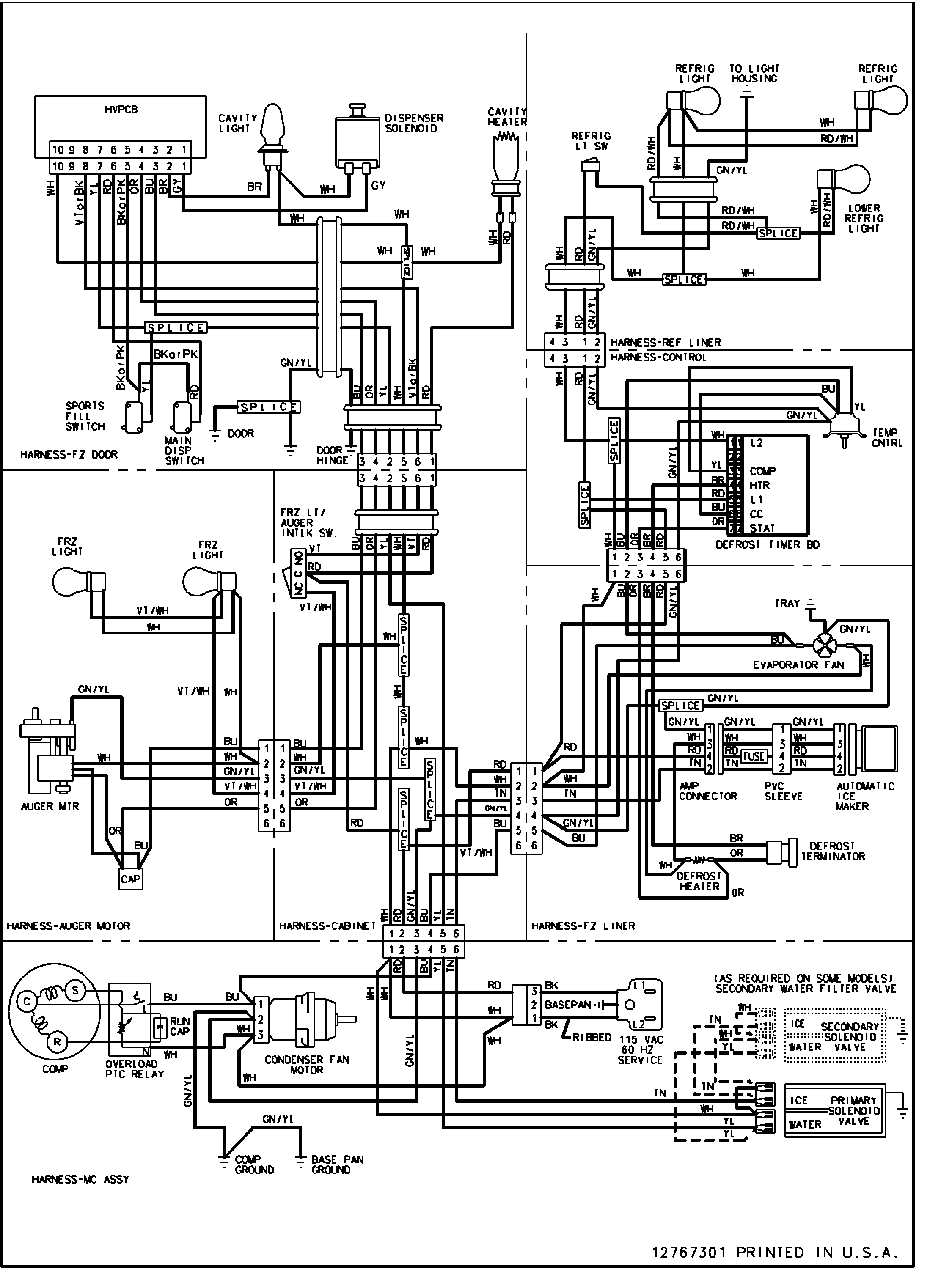 Amana ARS9265BB-PARS9265BB1 wiring information diagram