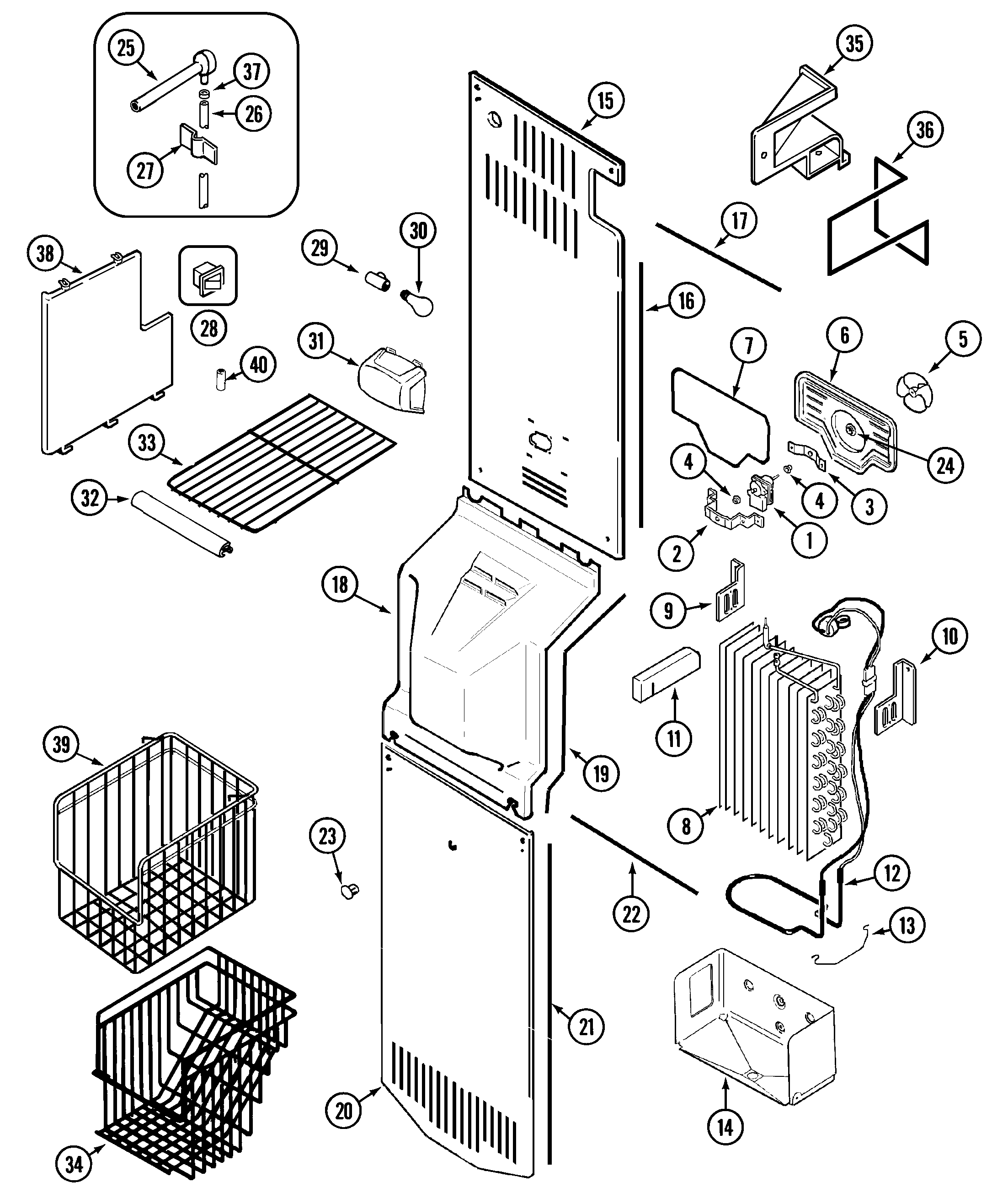 Maytag KF57U55 freezer compartment diagram