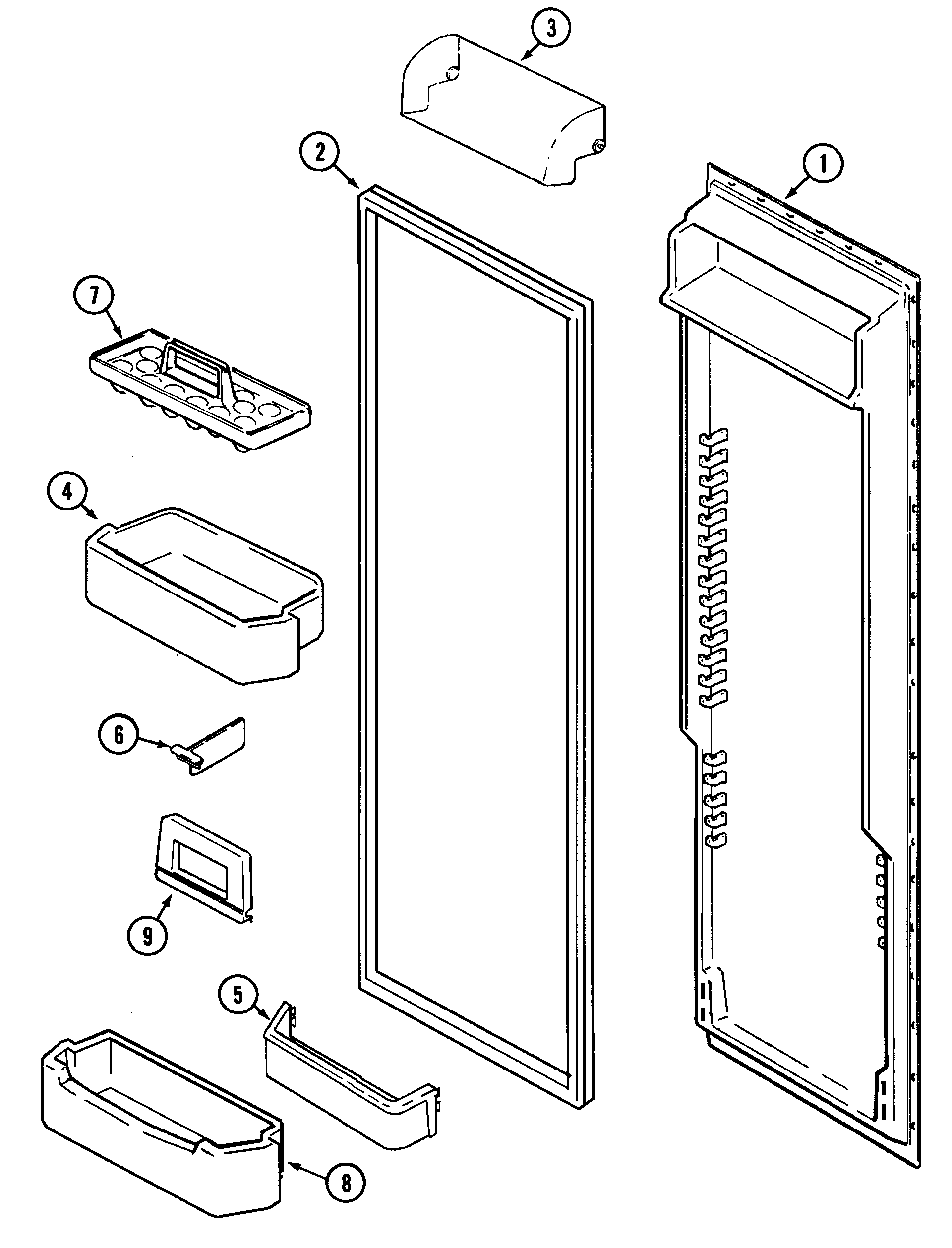 Maytag KF57U55 fresh food inner door diagram