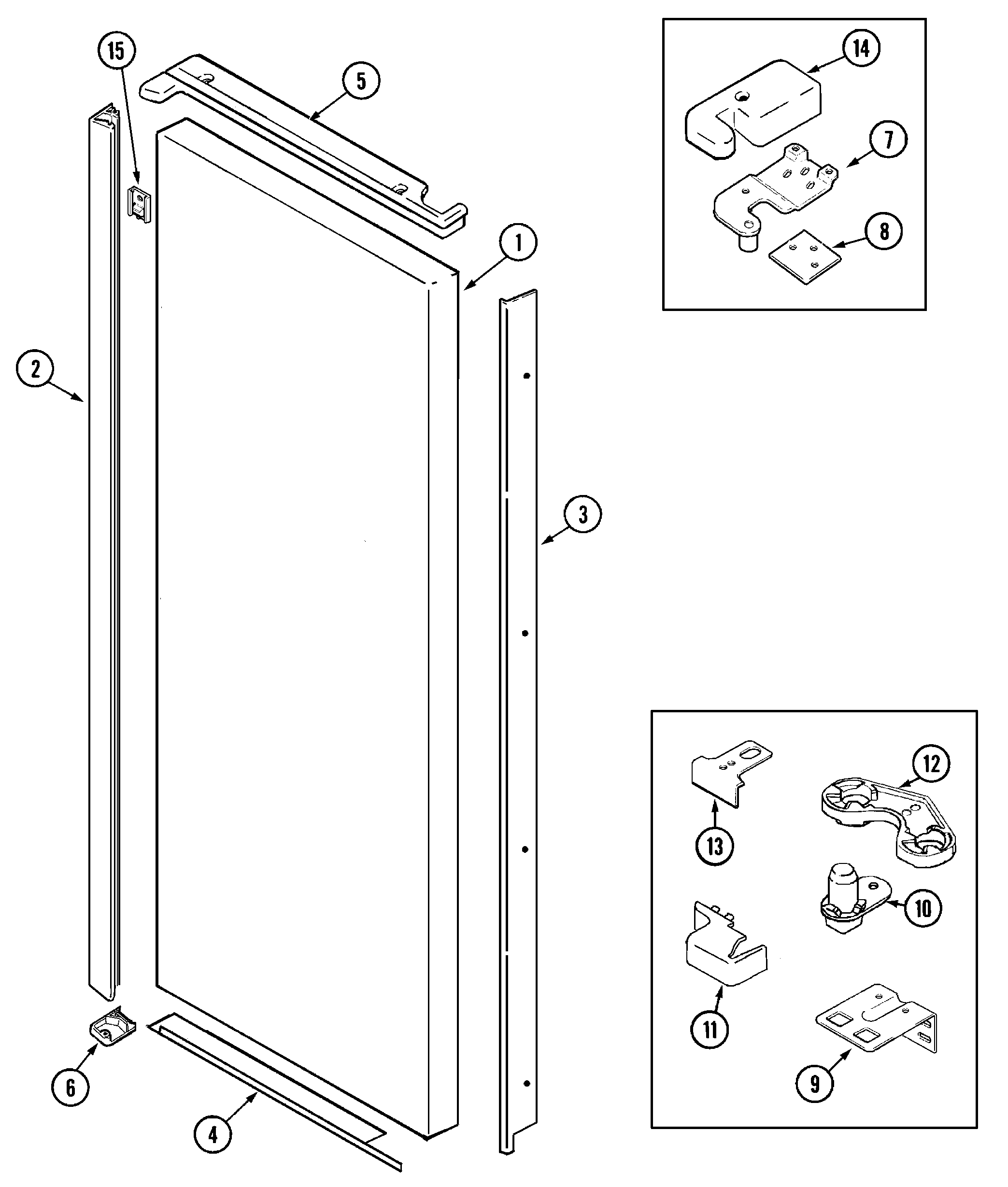 Maytag KF57U55 fresh food outer door diagram