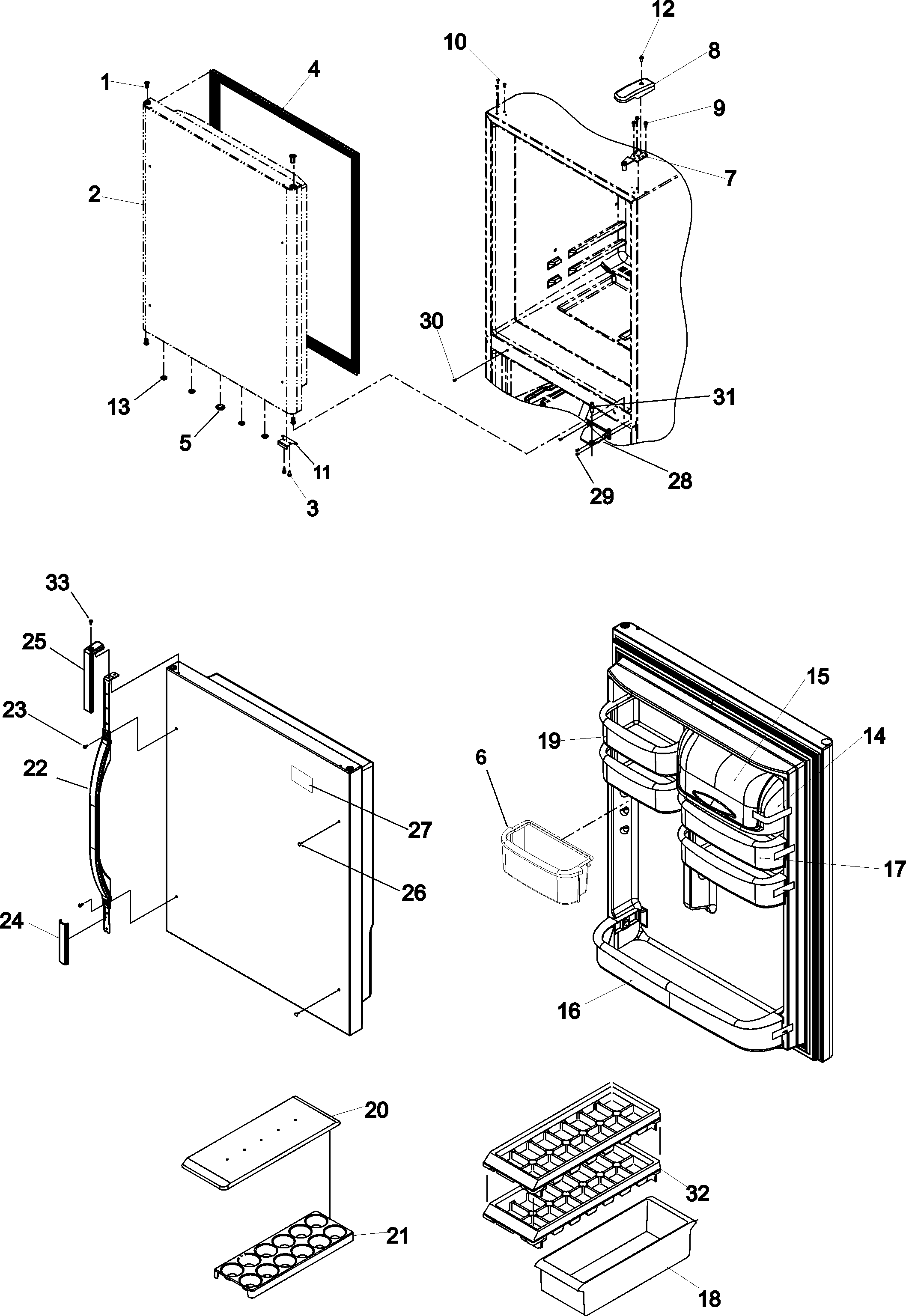 Kenmore 59665934401 refrigerator door diagram