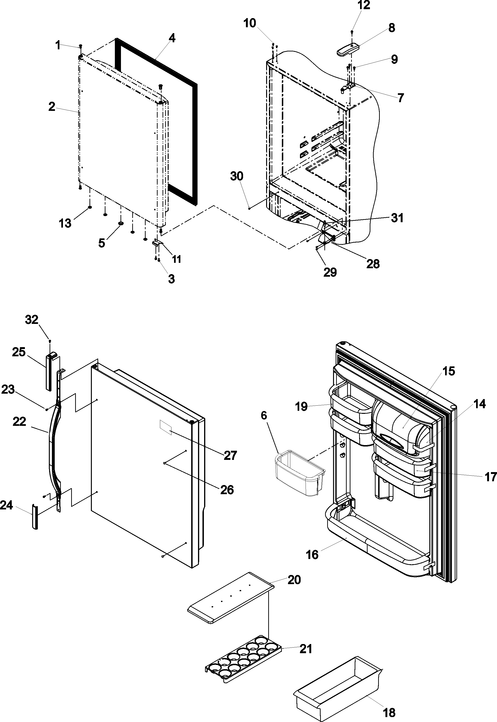 Kenmore 59675932401 refrigerator door diagram