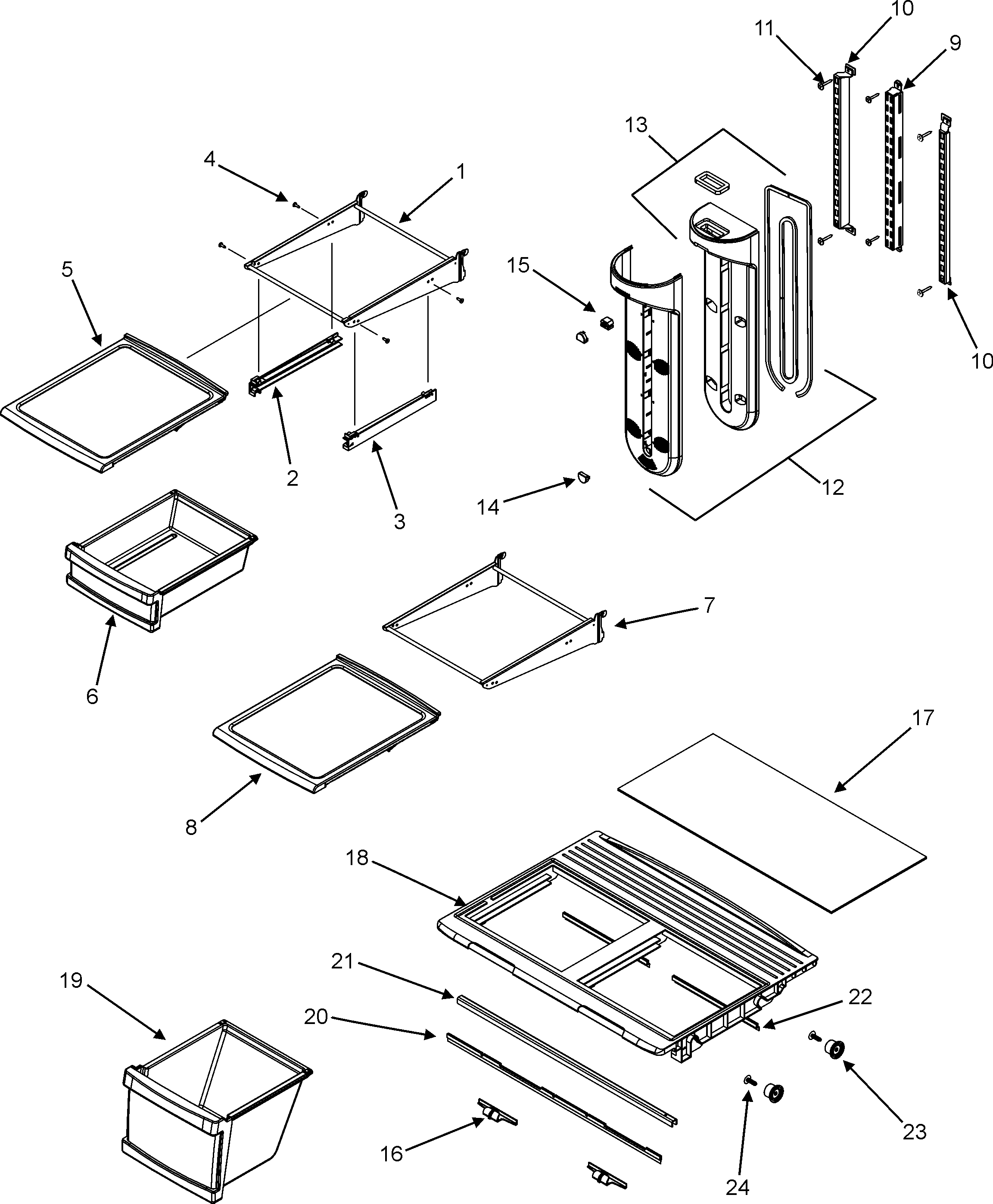 Maytag MTF1896AEQ shelves & accessories diagram