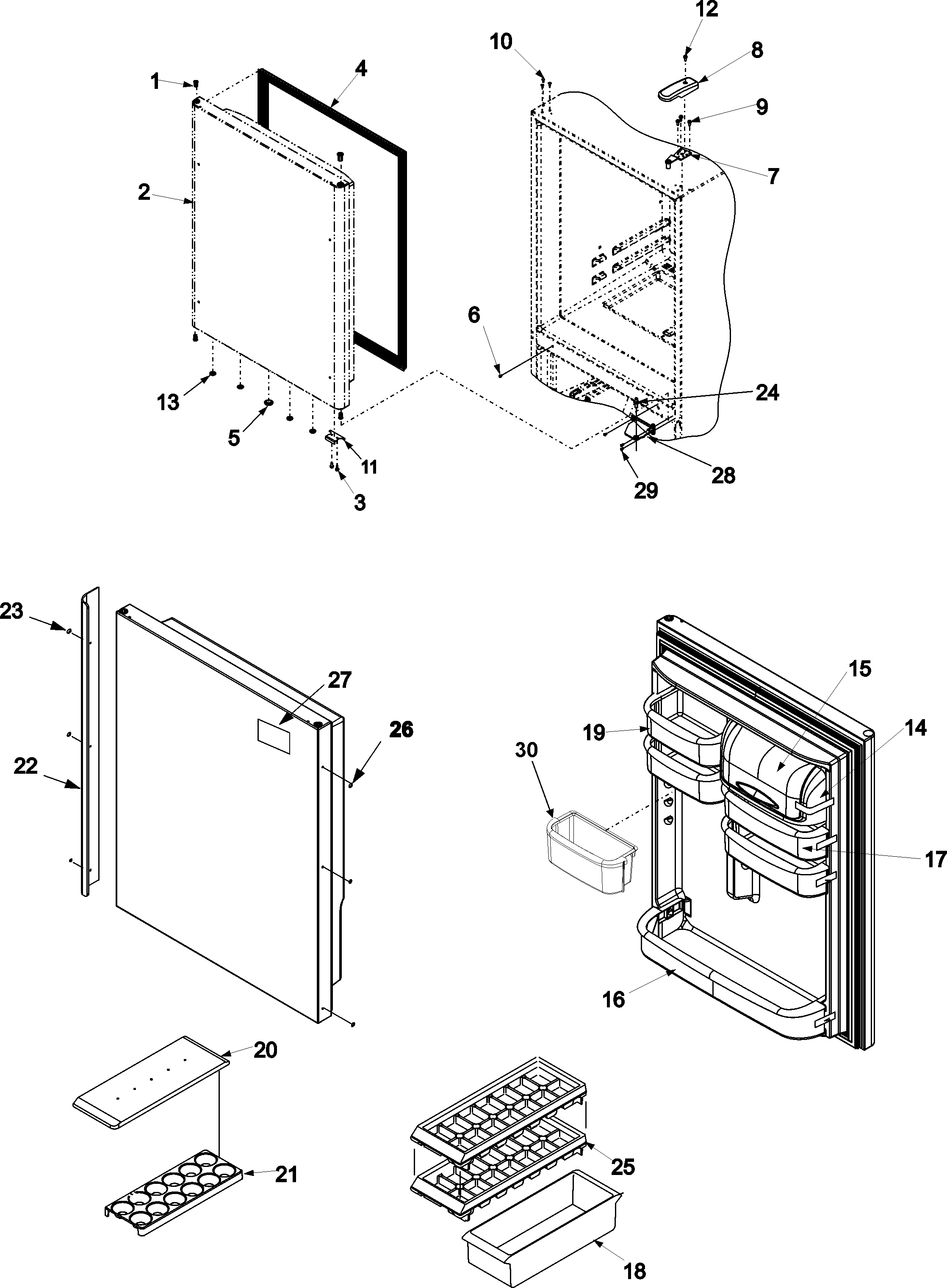 Kenmore 59666953401 refrigerator door diagram