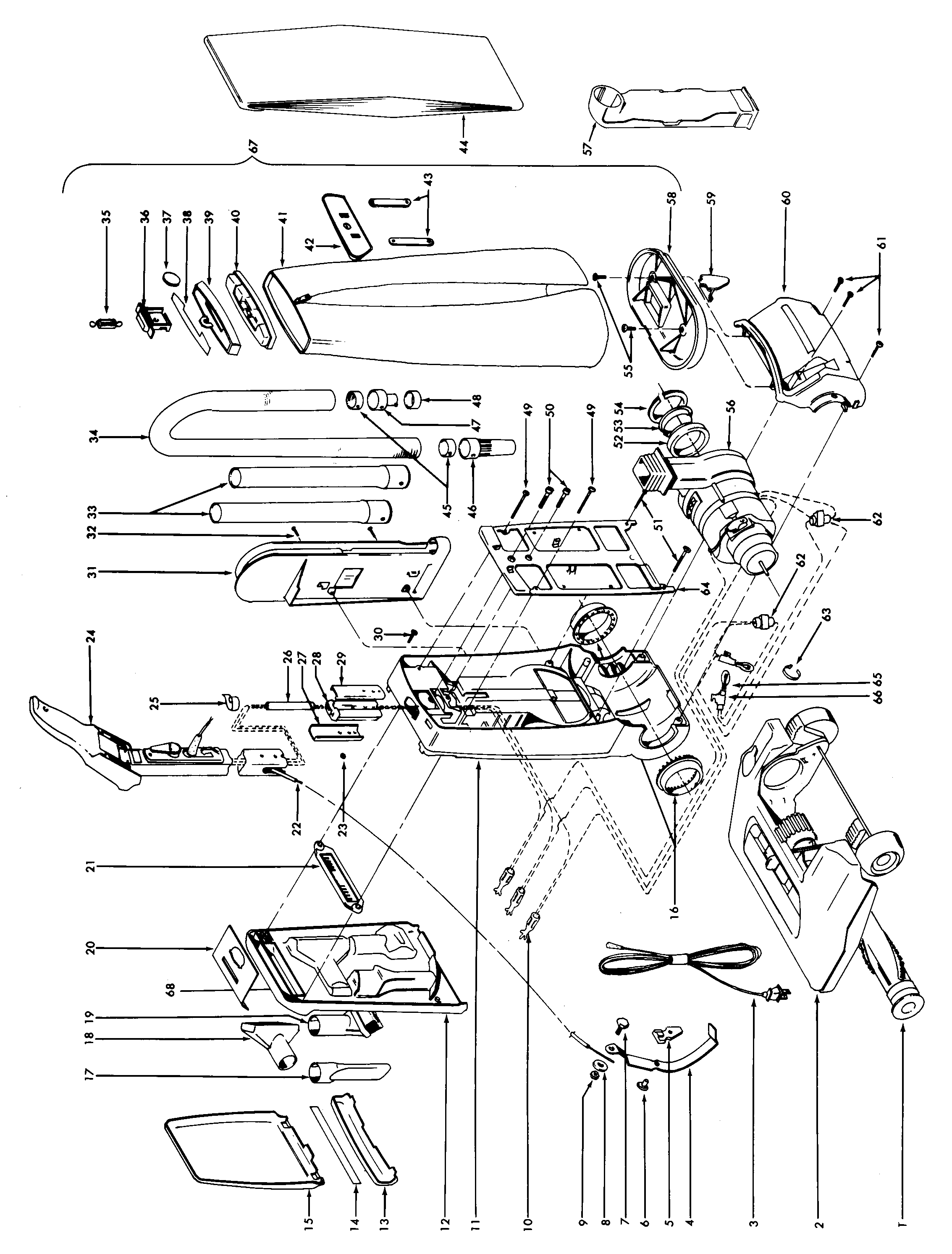 Hoover U3737930 cleaningtools, outerbag, hood diagram