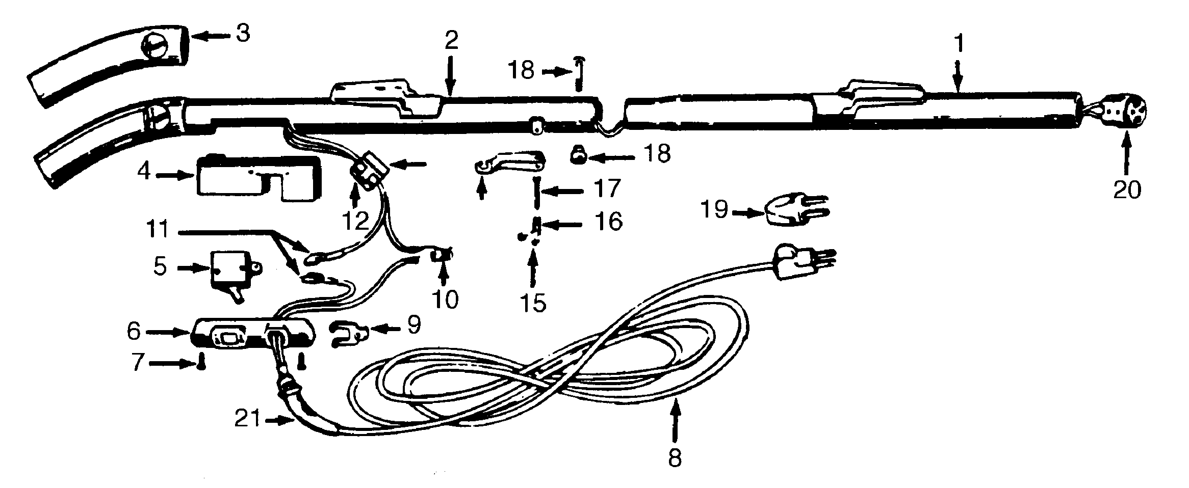 Hoover U4003001 handle diagram