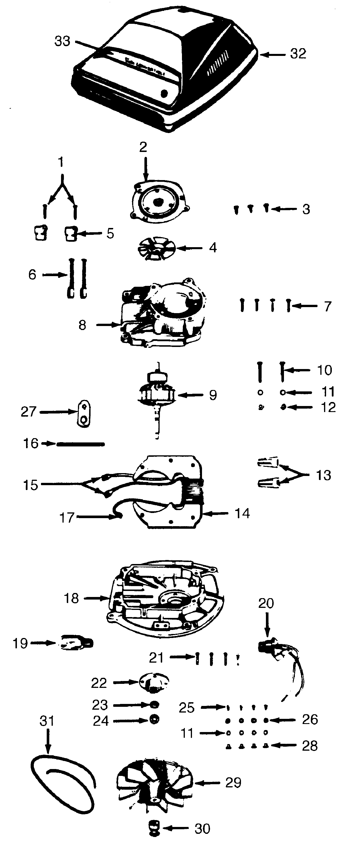 Hoover U4003001 motor assembly, hood diagram