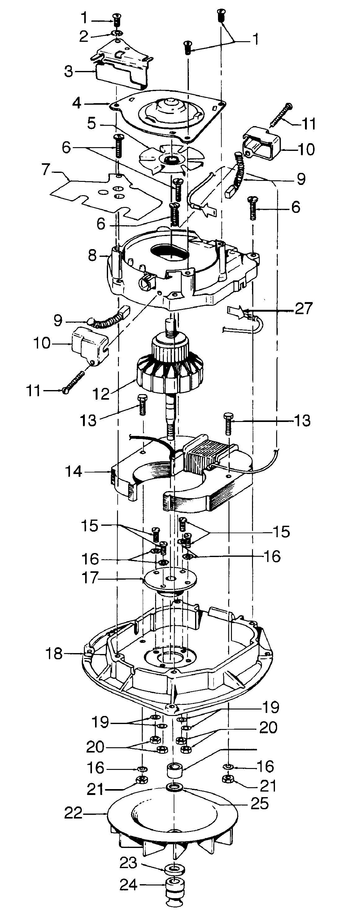 Hoover U4107 motor assembly diagram