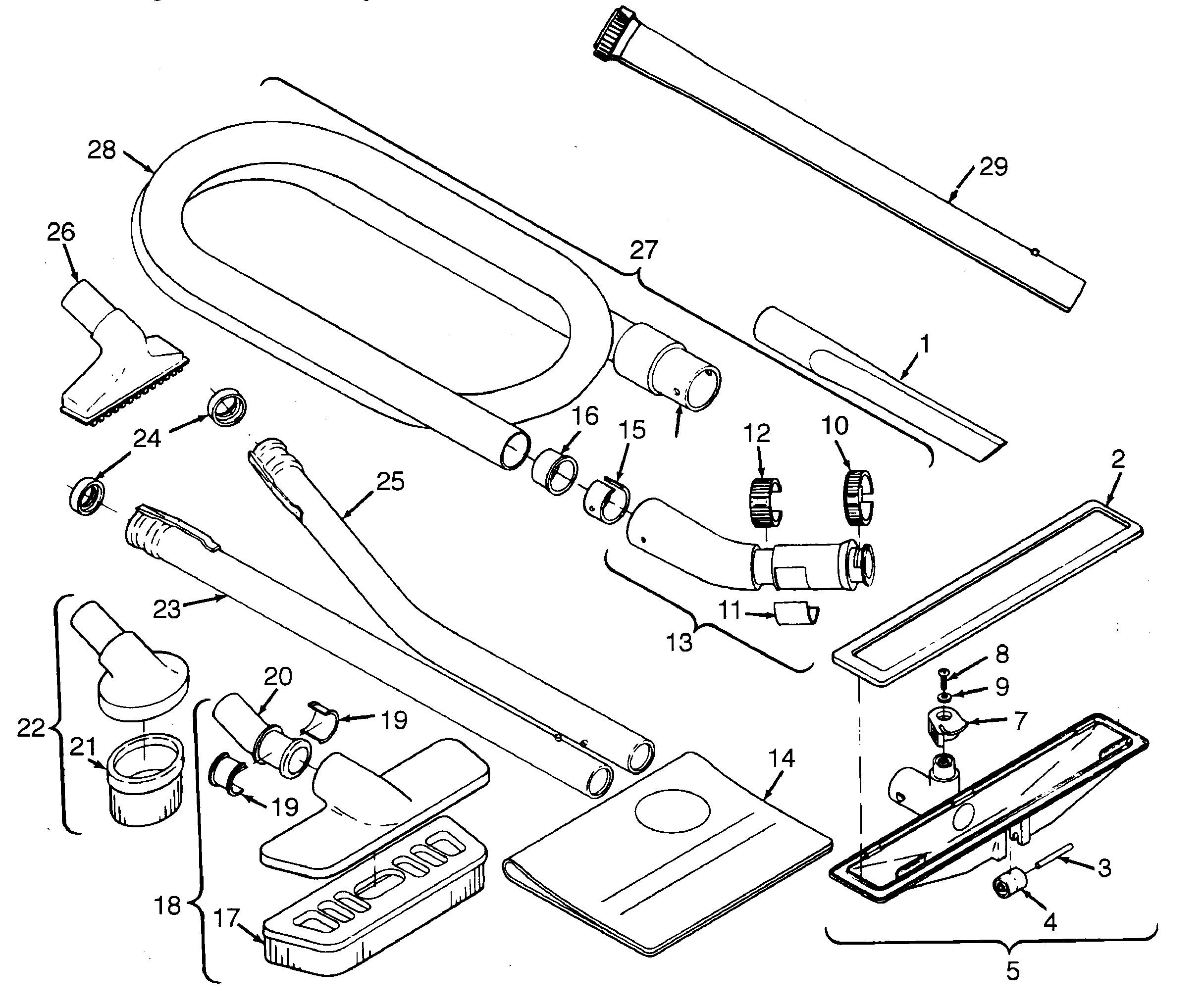 Hoover U4209 cleaningtools diagram