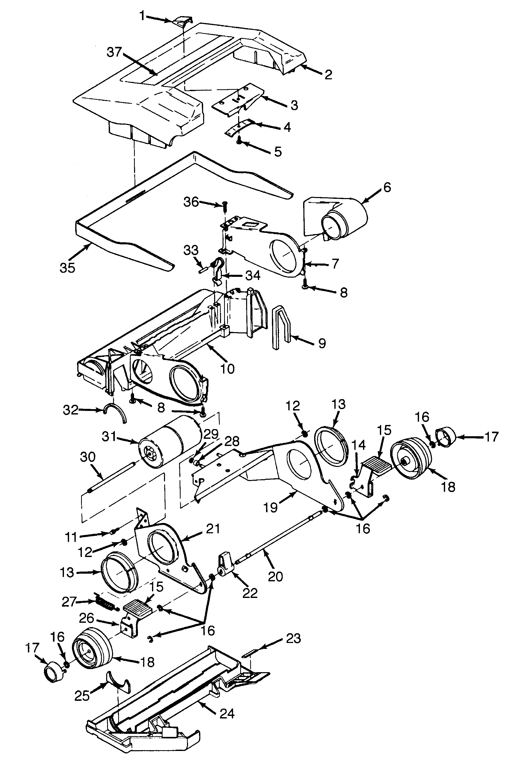 Hoover U4209 mainbody, hood diagram