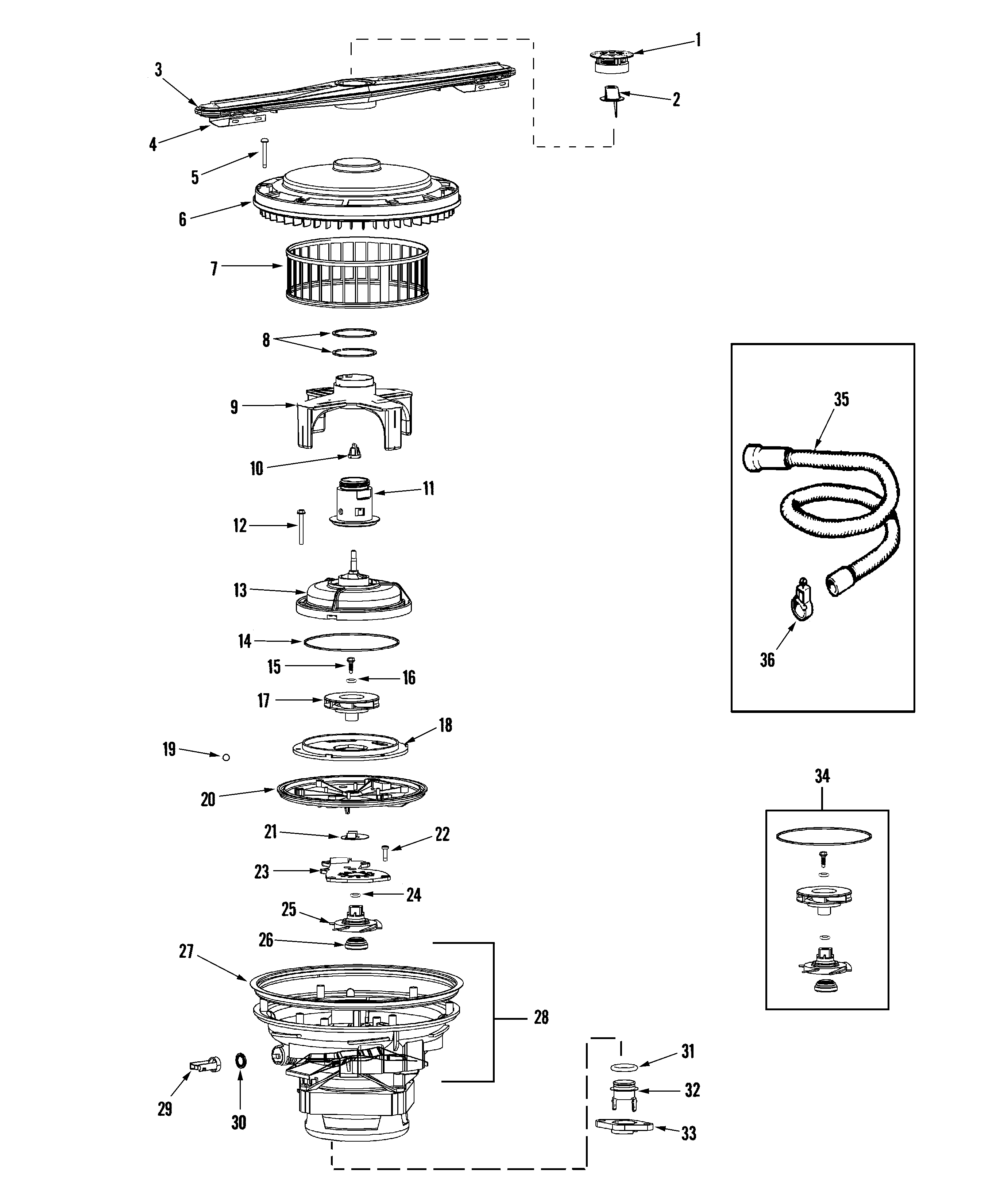 Jenn-Air JDB3610AWX pump & motor diagram