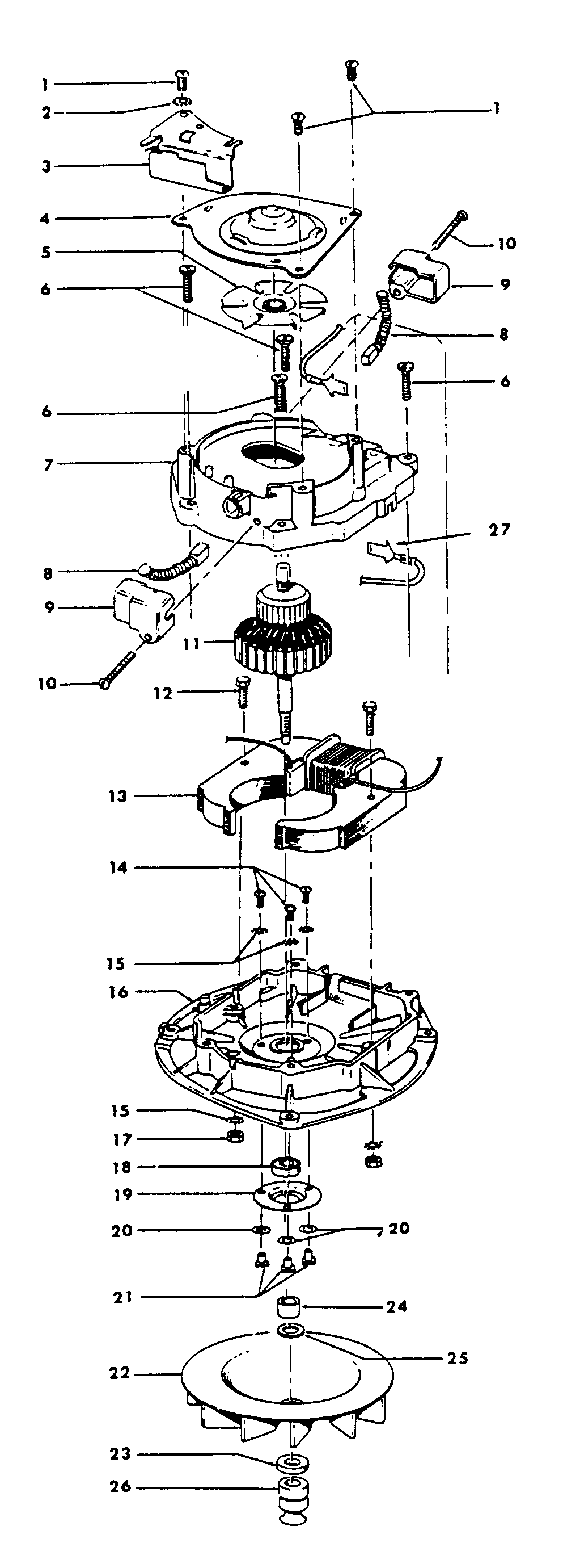 Hoover U4351 motor assembly diagram
