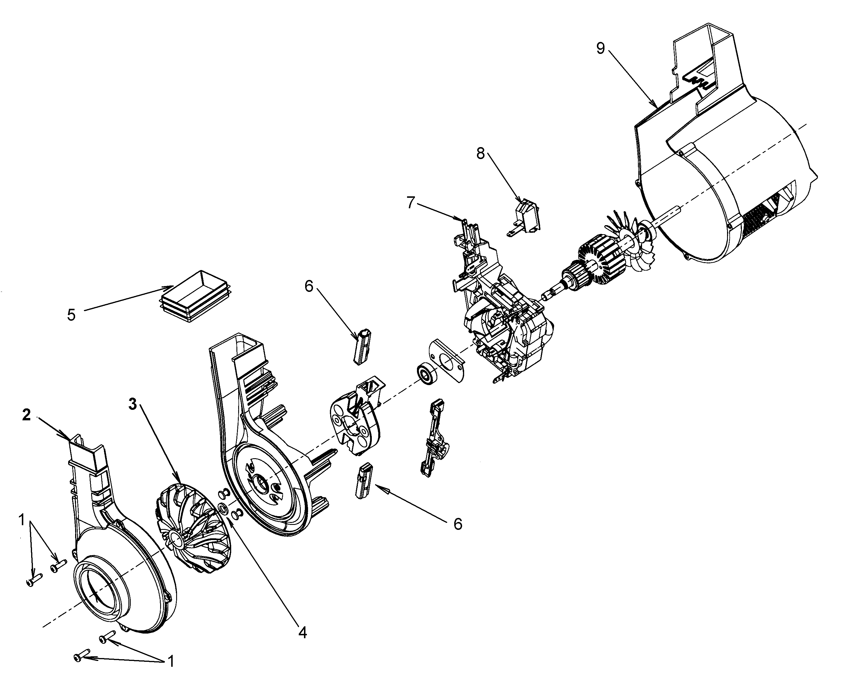 Hoover U5134980 motor parts diagram