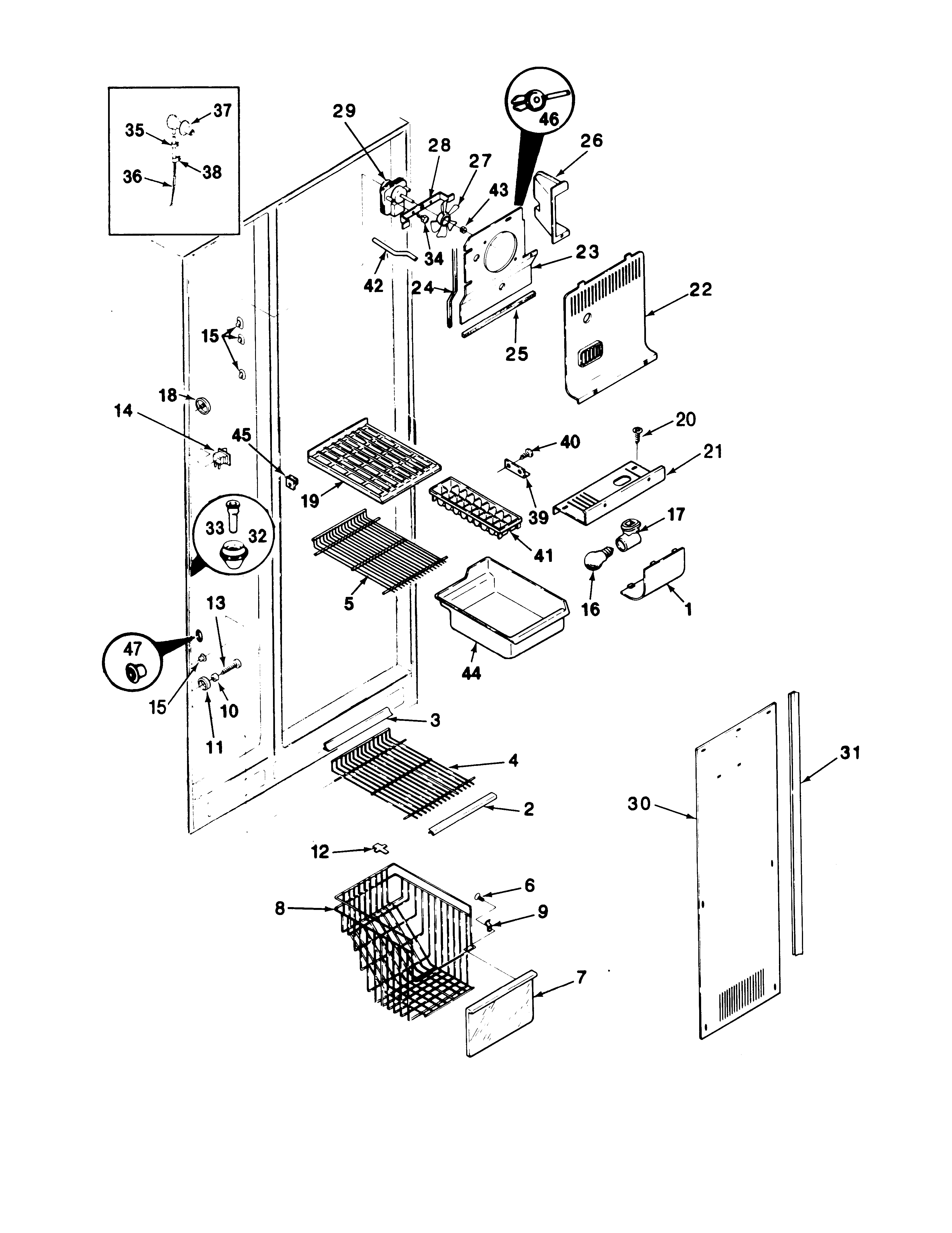 Maytag RSD20A-BM05B freezer compartment diagram