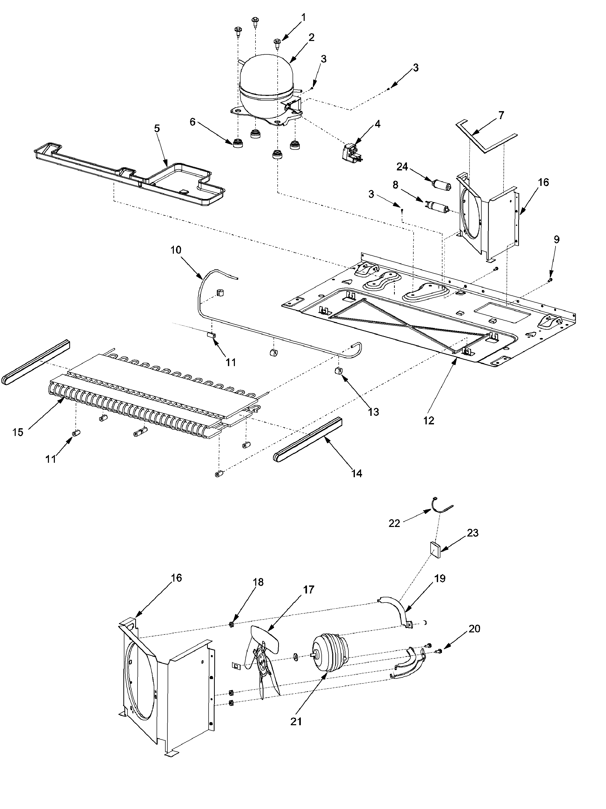 Amana XRSR465BW-PXRSR465BW0 machine compartment diagram