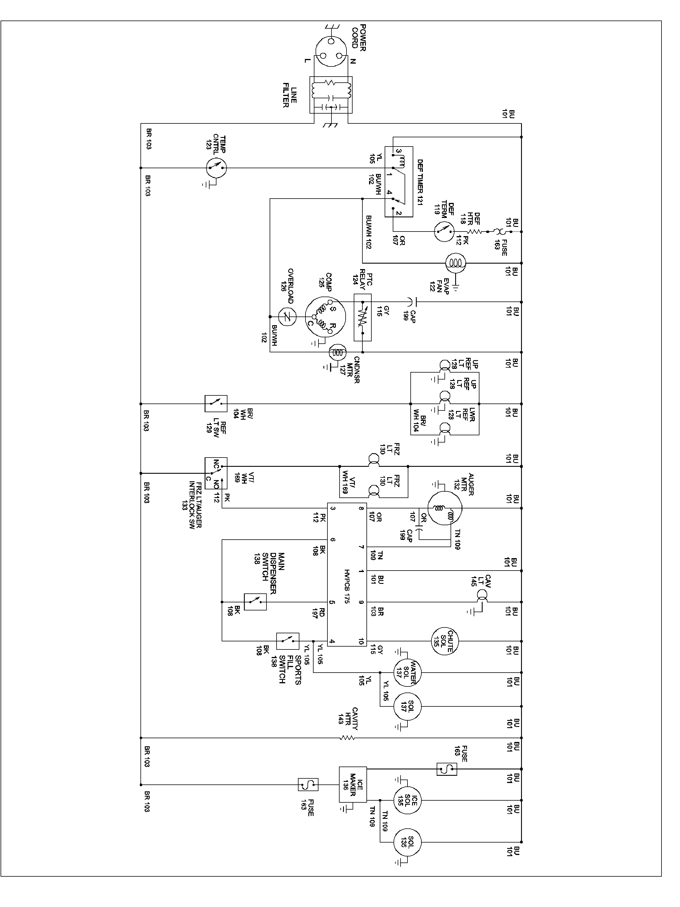 Amana XRSR465BW-PXRSR465BW0 wiring information diagram