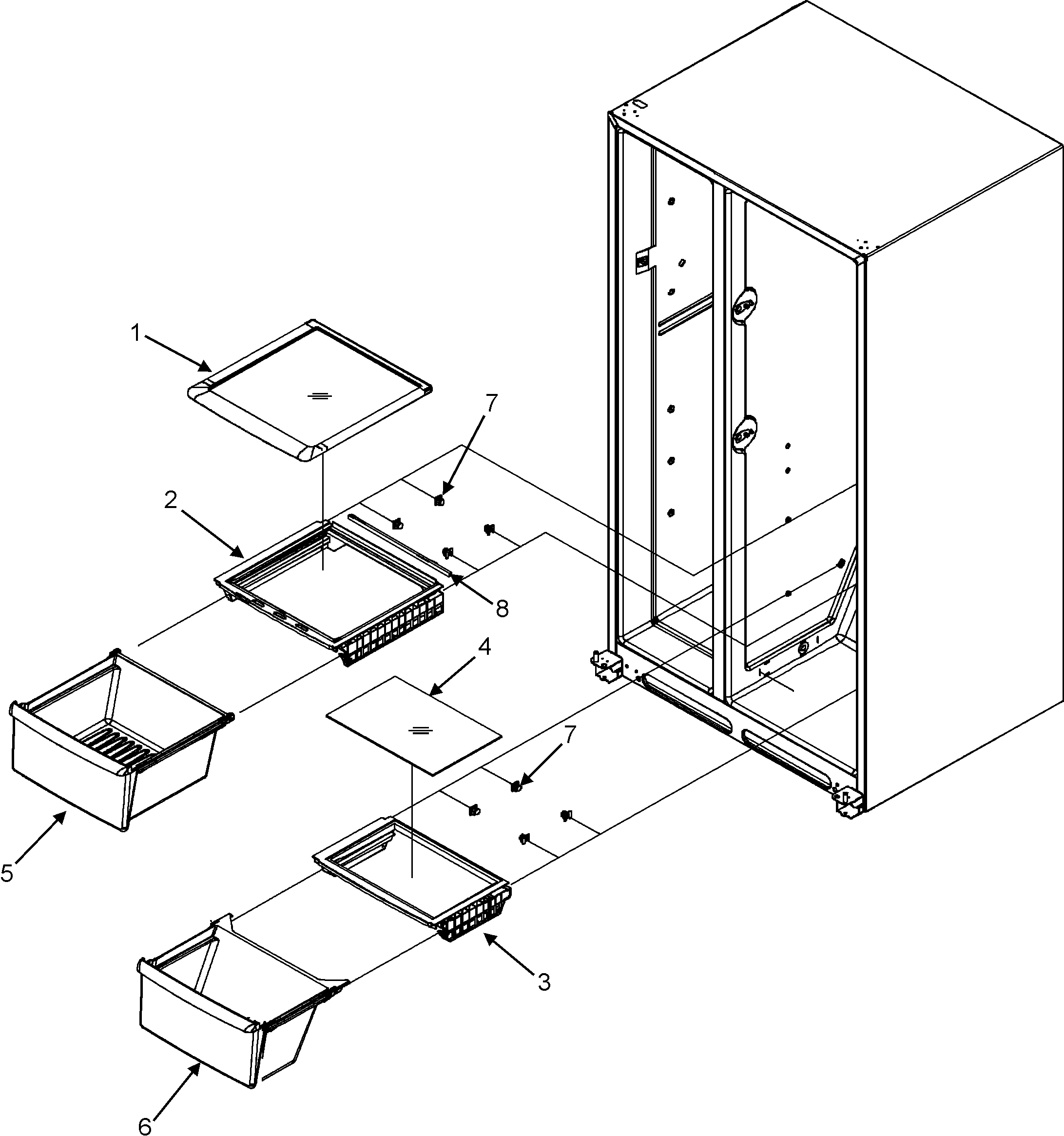 Admiral LSD2615HEW crisper assembly diagram