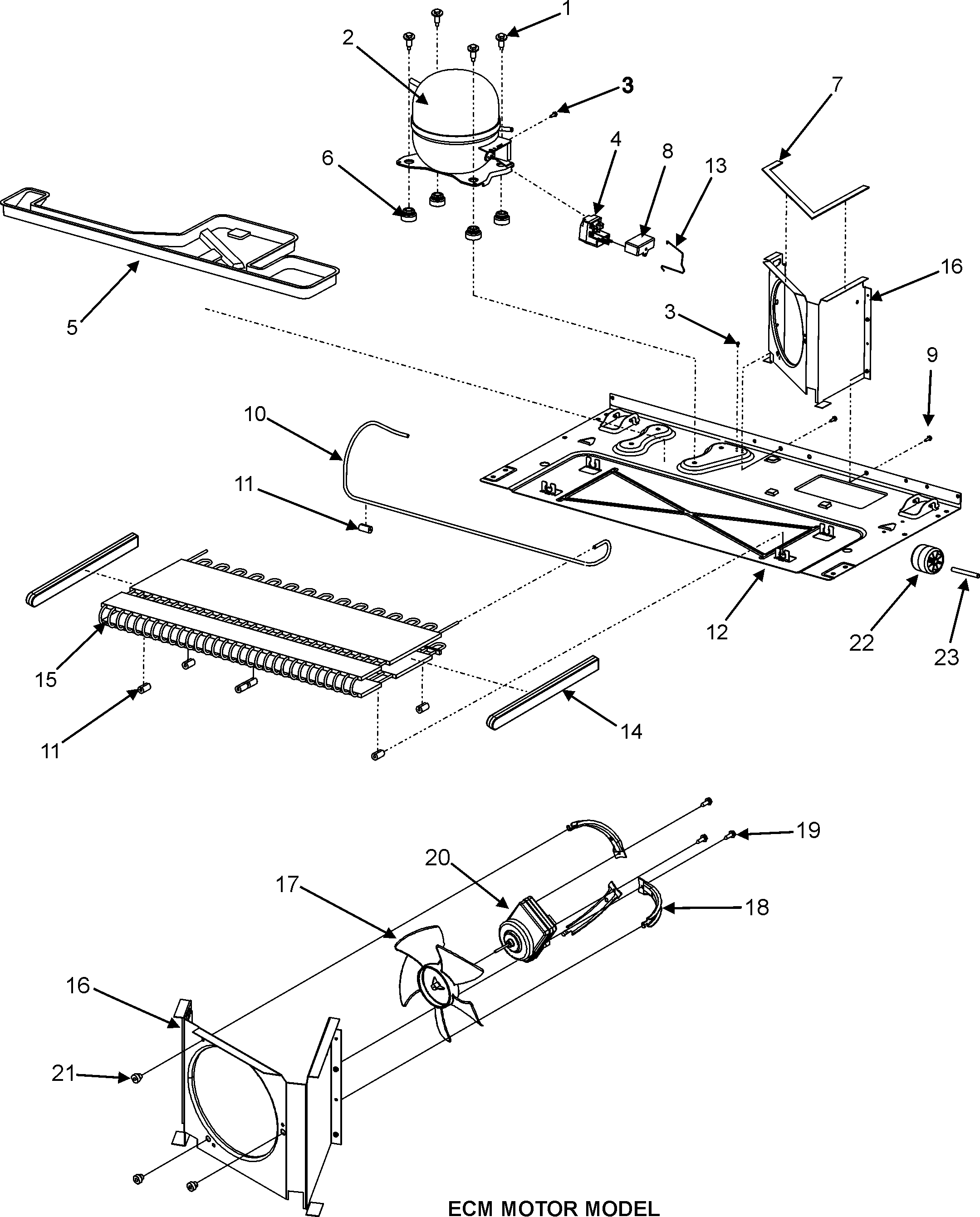 Admiral LSD2615HEW compressor diagram