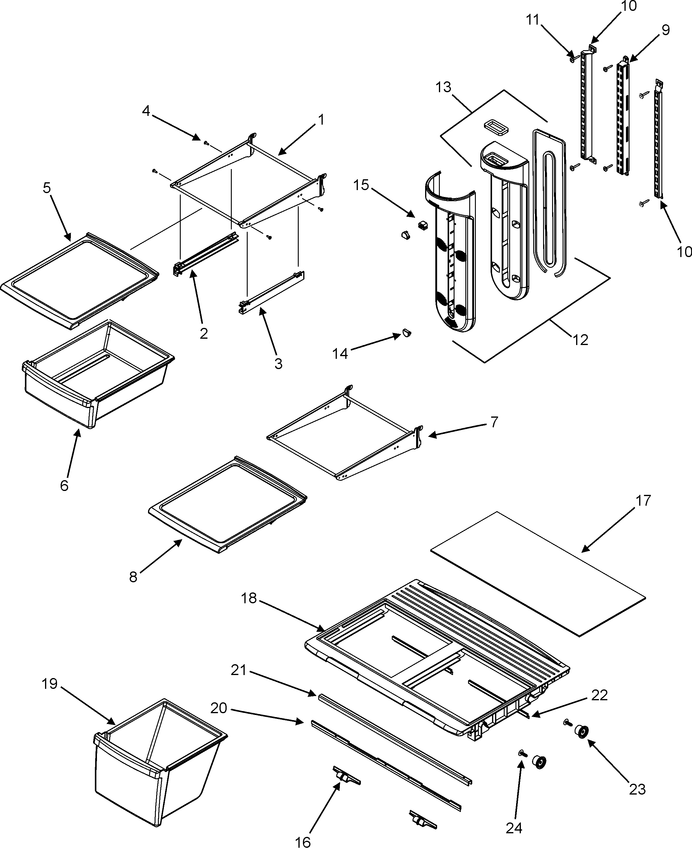 Amana ATF1836ARQ shelves & accessories diagram