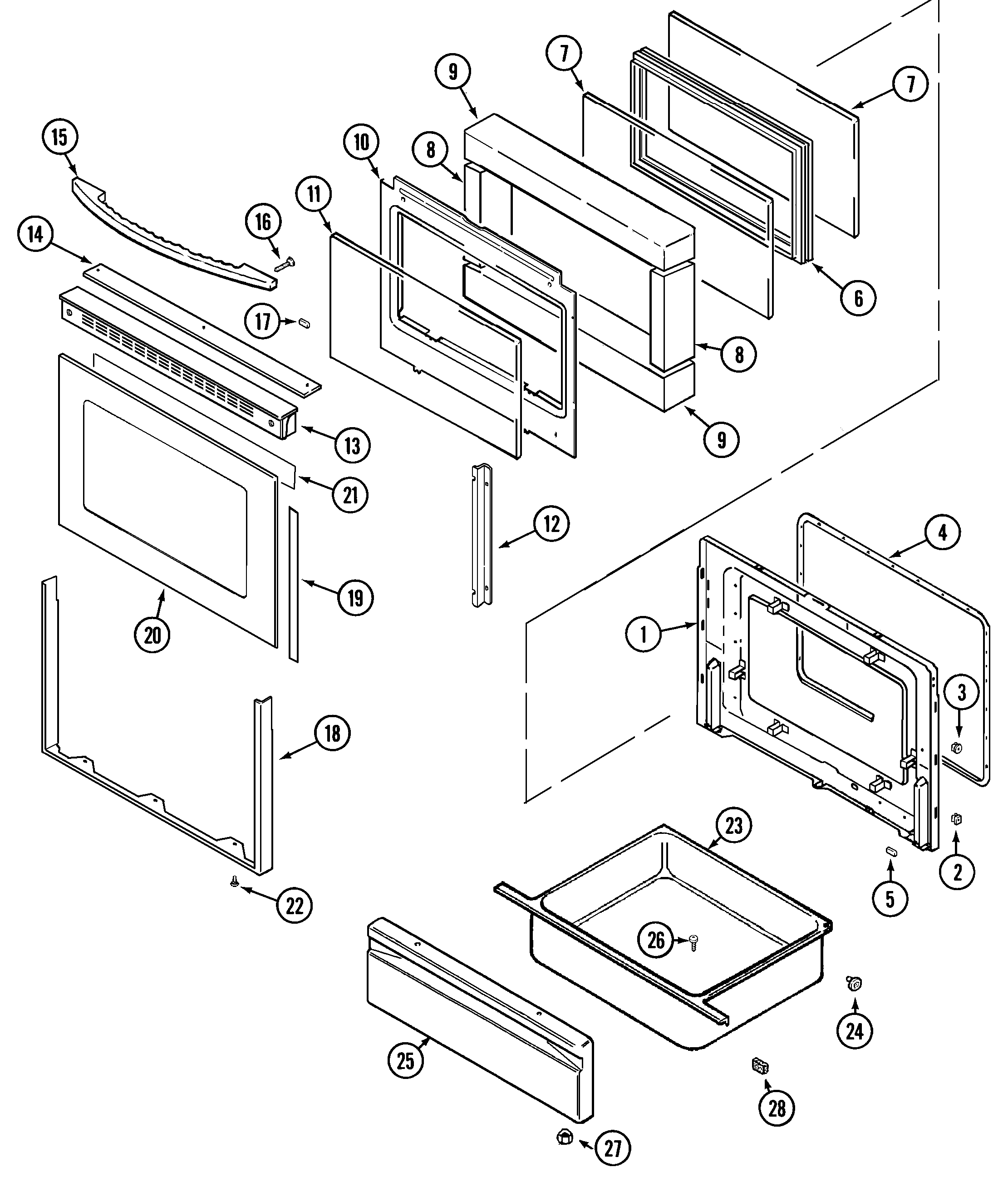 Maytag MER5550AAQ door/drawer (aaq/aat) diagram