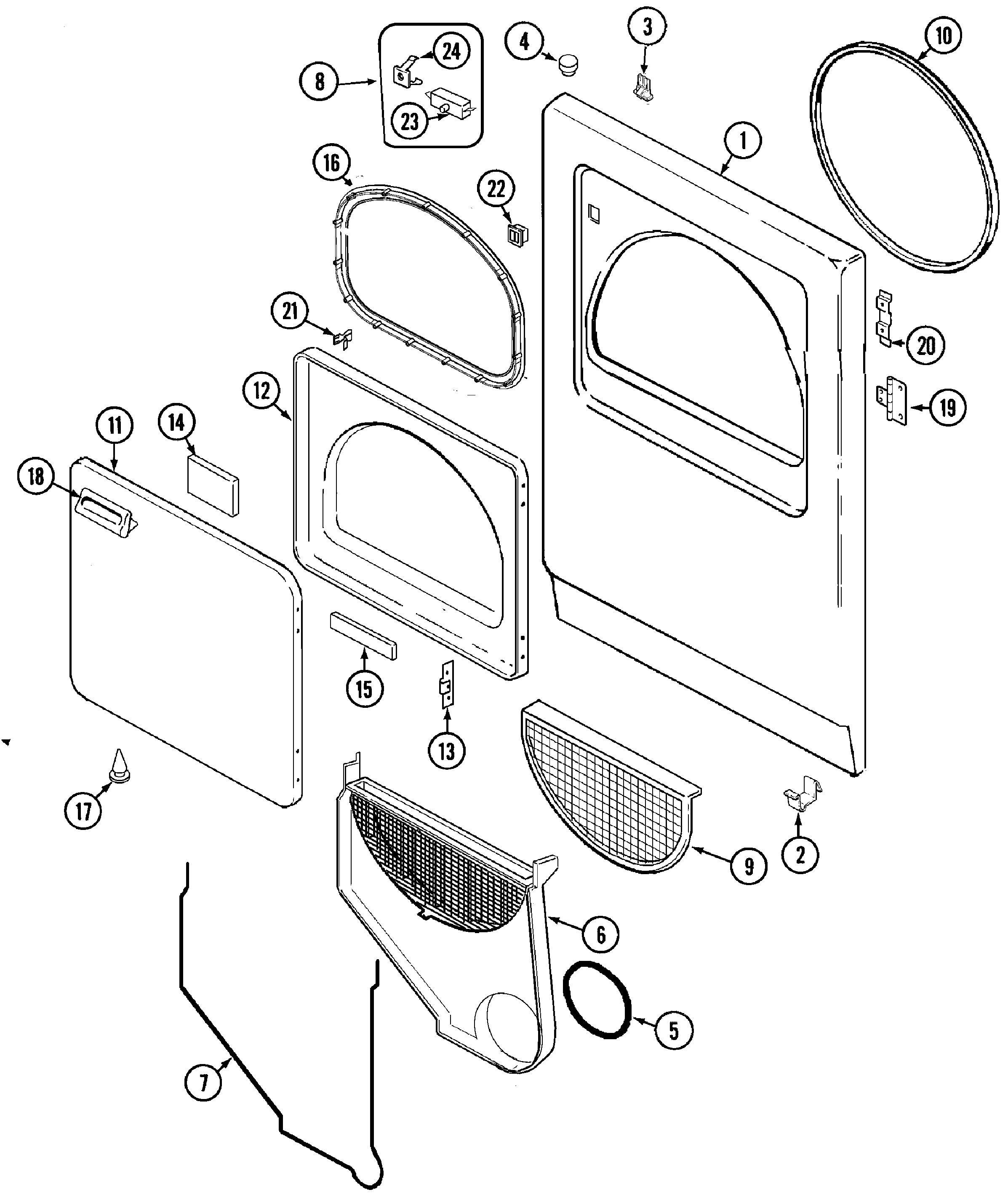 Maytag PYET344AZW door diagram