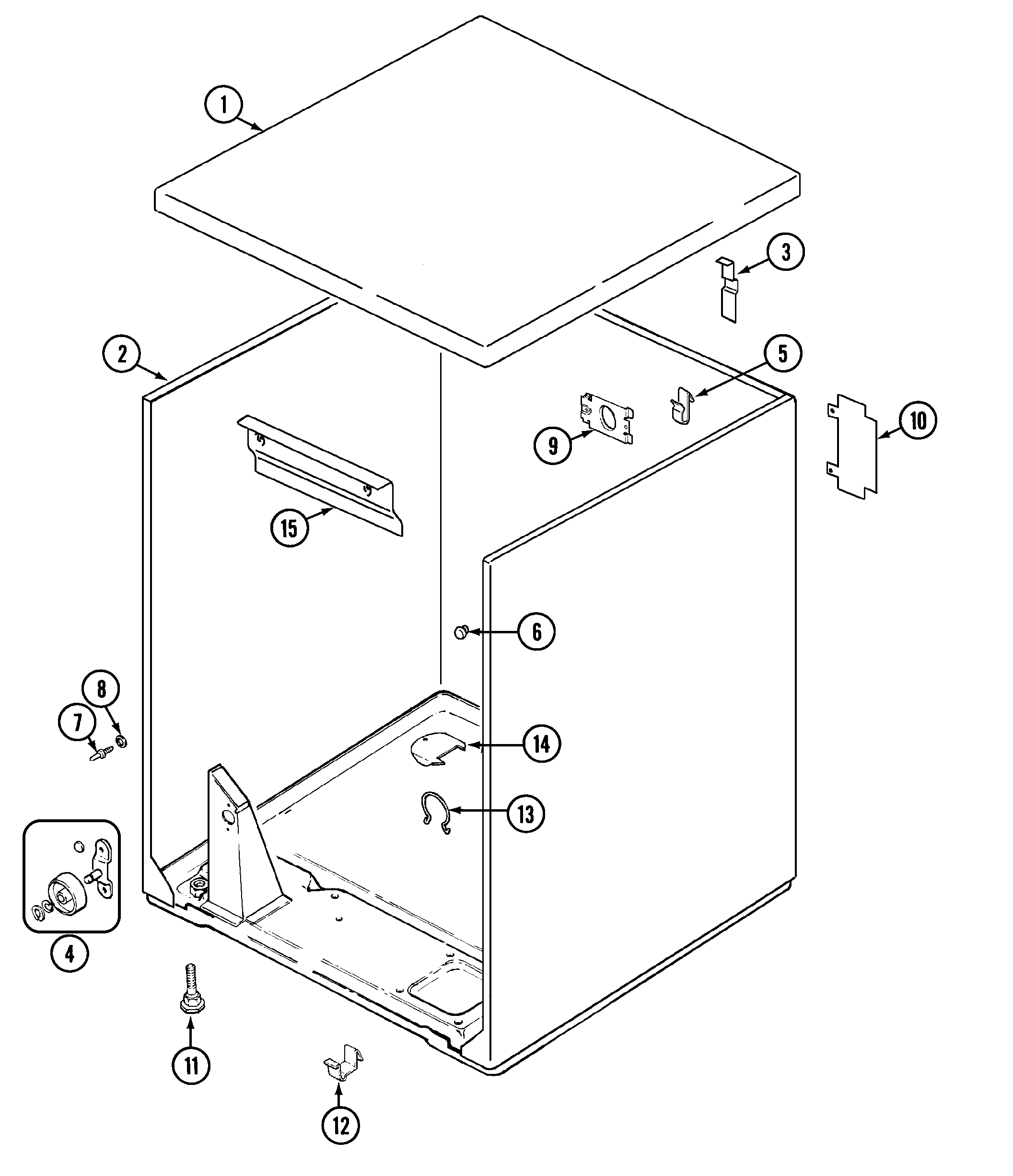 Hoover HYE2200AGW cabinet diagram
