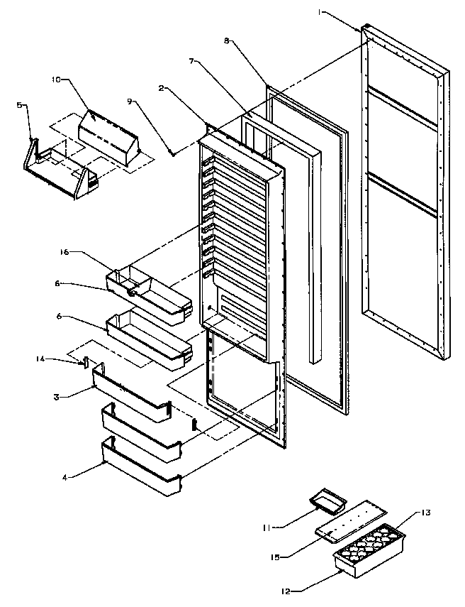 Amana SSD25N5W-P1178903W ref door diagram