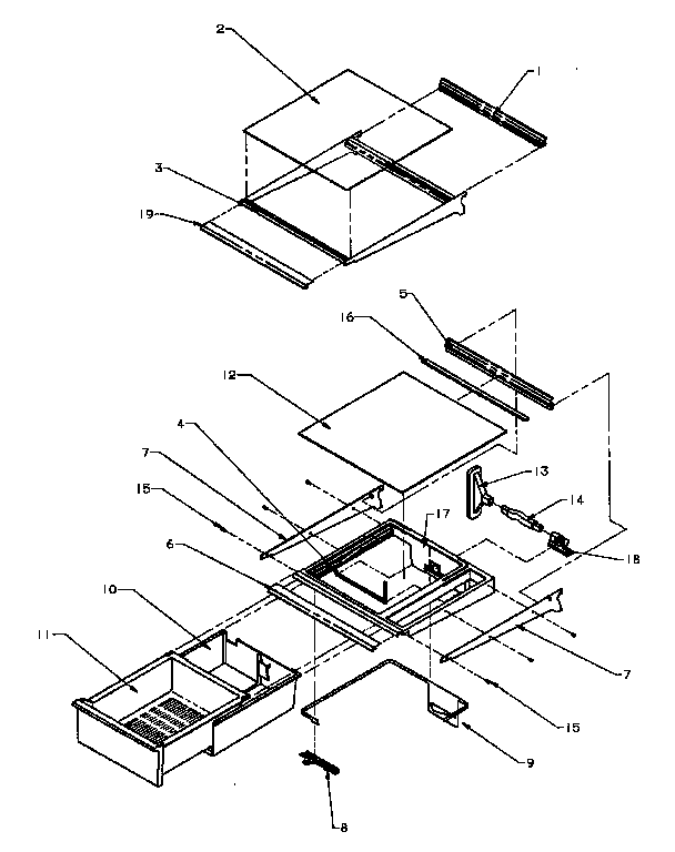 Amana SSD25N5W-P1178903W ref shelving and drawers diagram