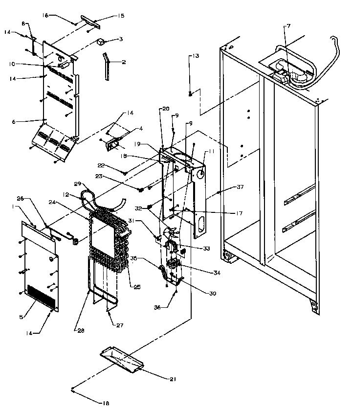 Amana SSD25N5W-P1178903W evap and air handling diagram
