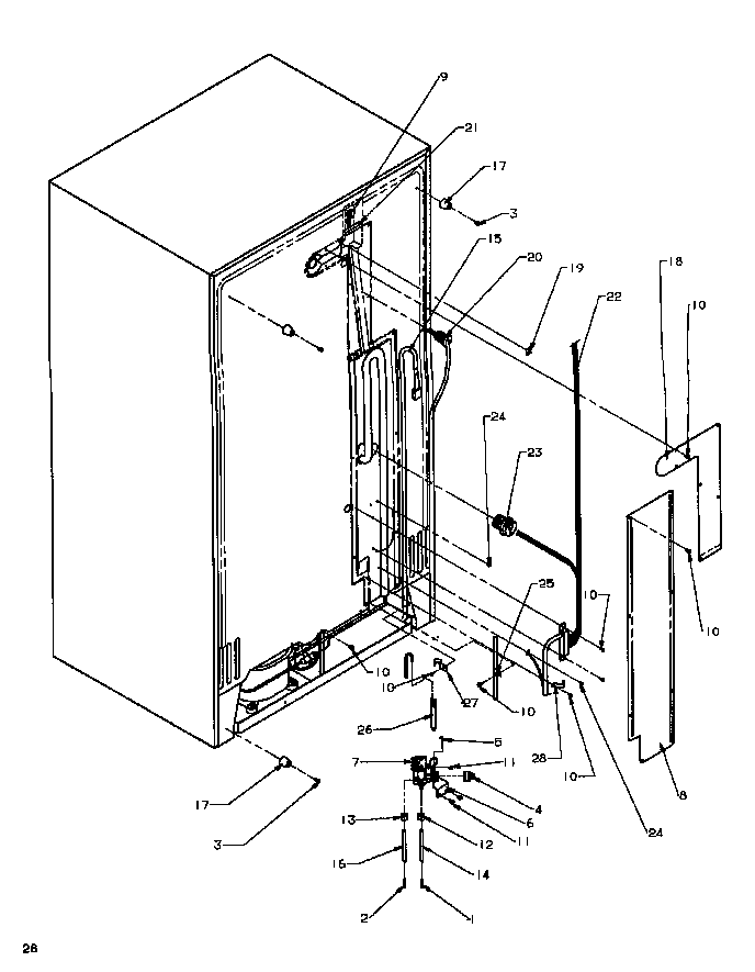 Amana SSD25N5W-P1178903W cabinet back diagram