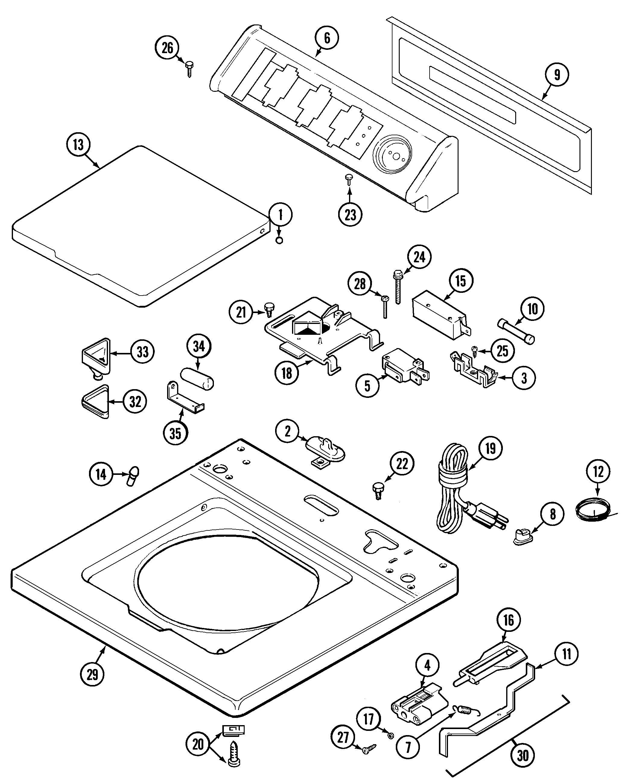 Maytag LAT9806GGE top diagram