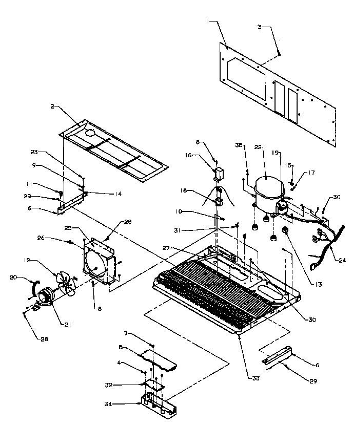 Amana SSD25N5W-P1178903WW machine compartment diagram
