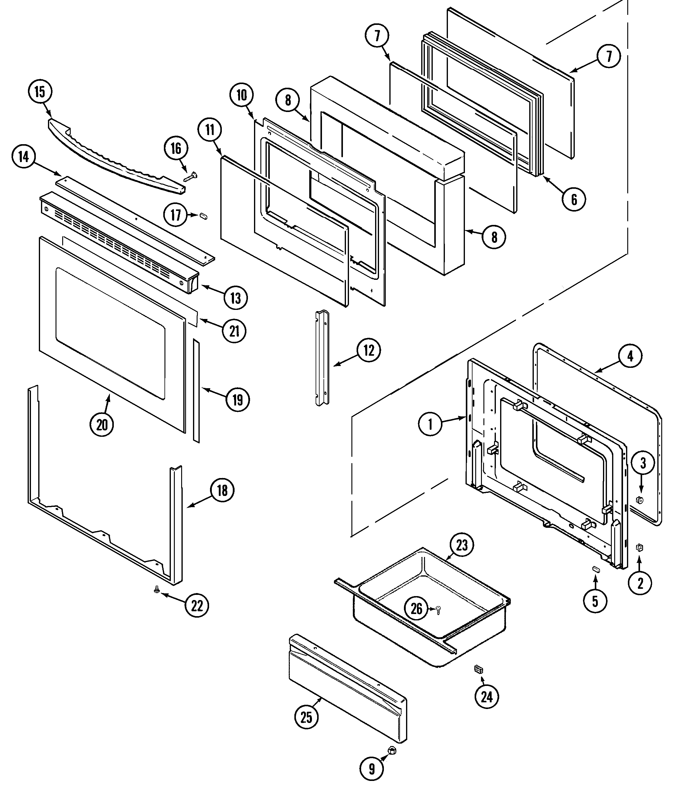 Maytag MER5750BAQ door/drawer diagram