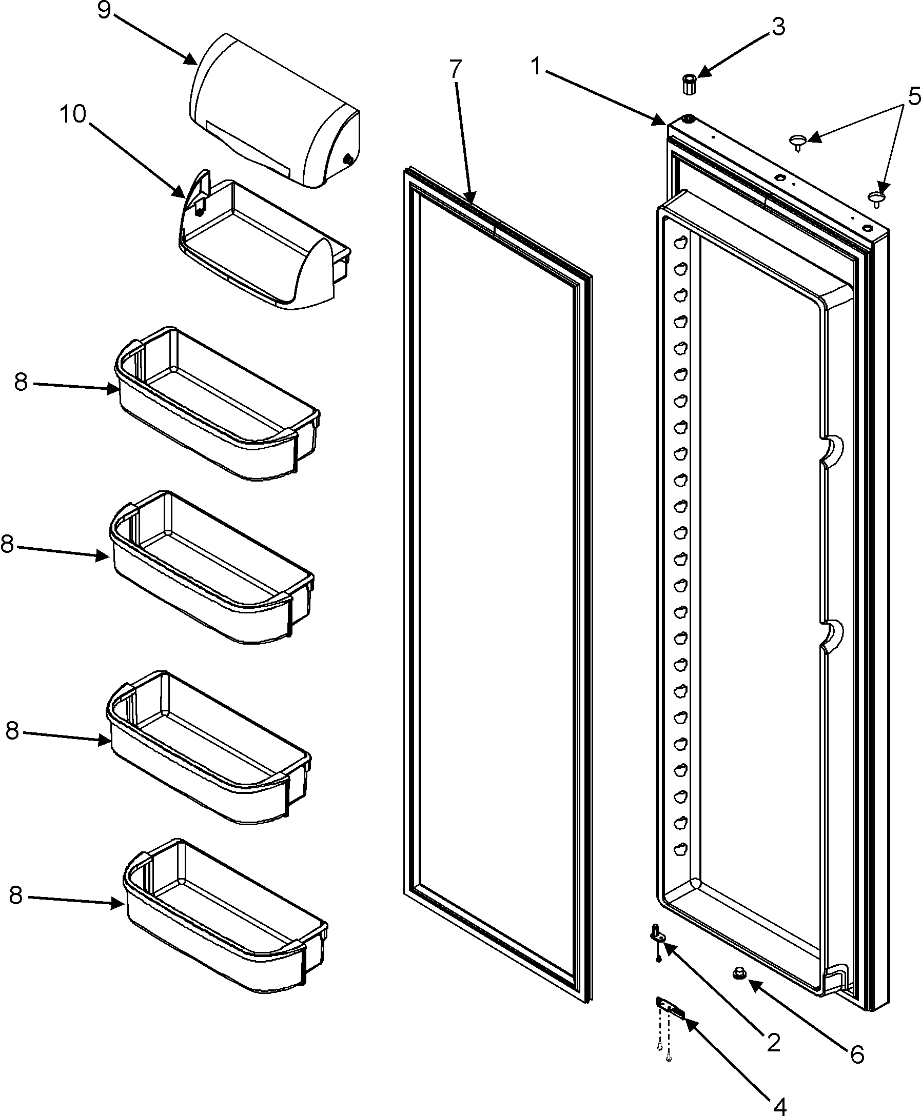 Maytag PSD263LHEW refrigerator door (series 10) diagram