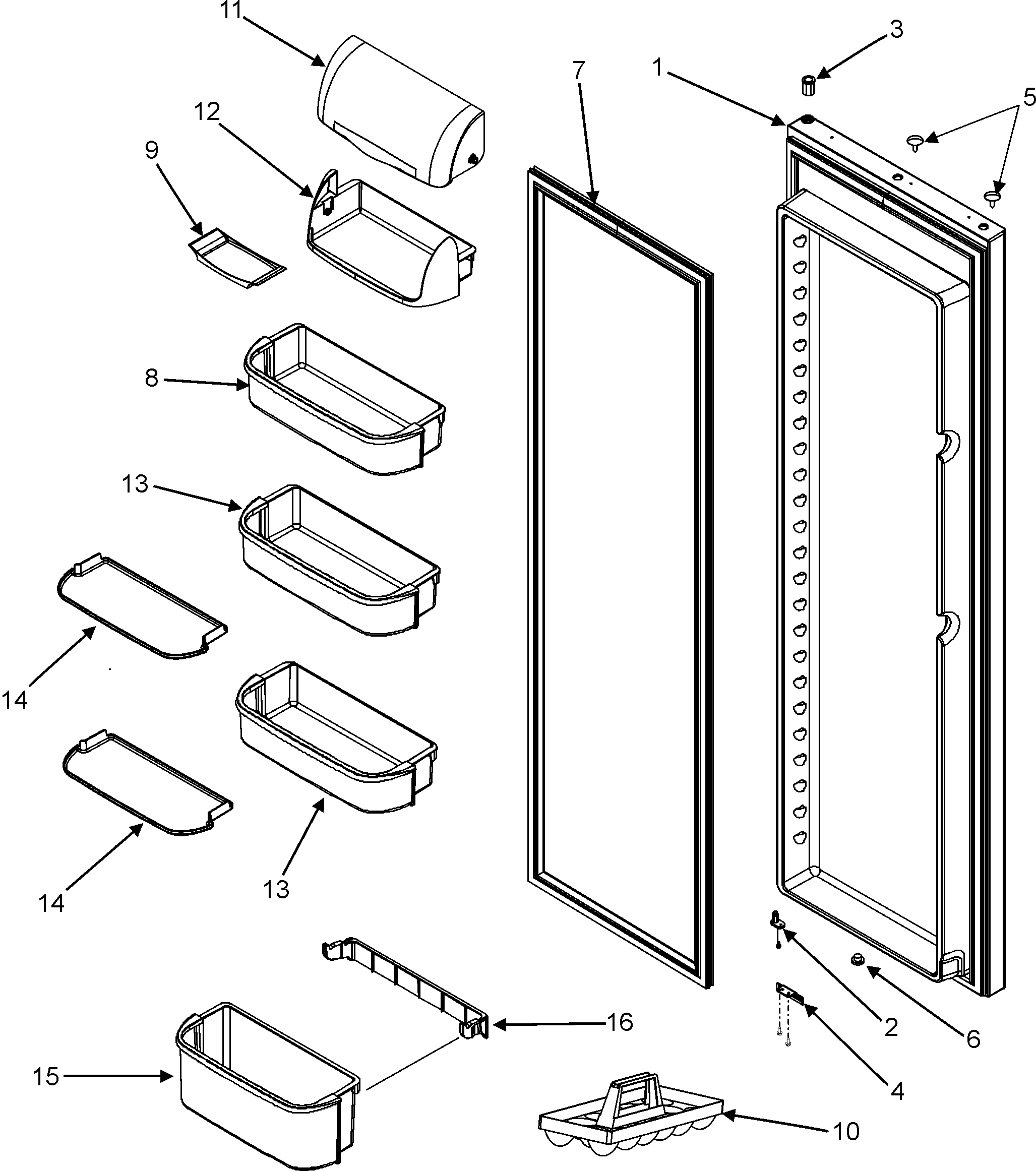 Maytag PSD266LHEQ refrigerator door (series 50) diagram