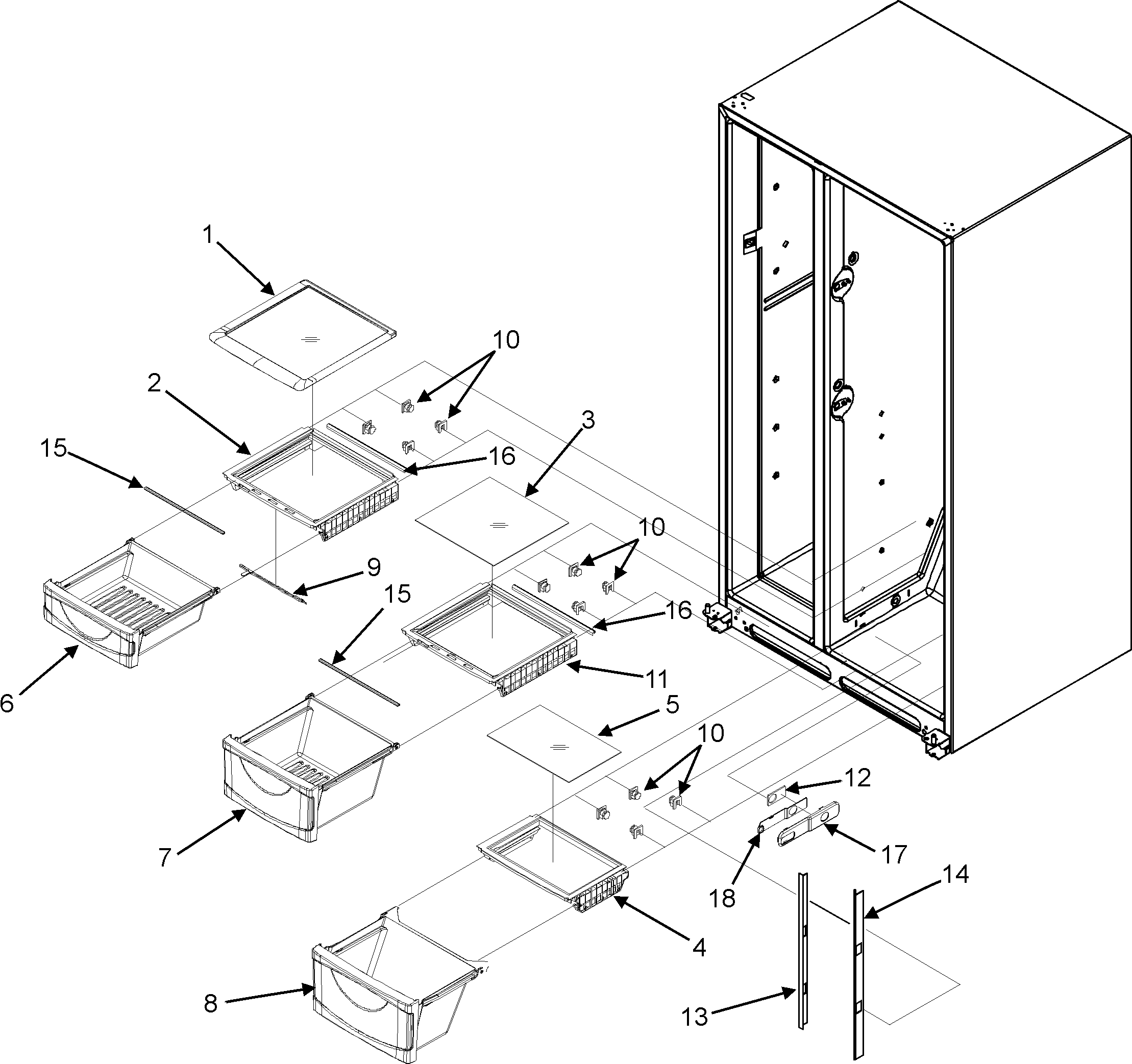 Maytag PSD266LHEQ crisper assembly (series 50) diagram